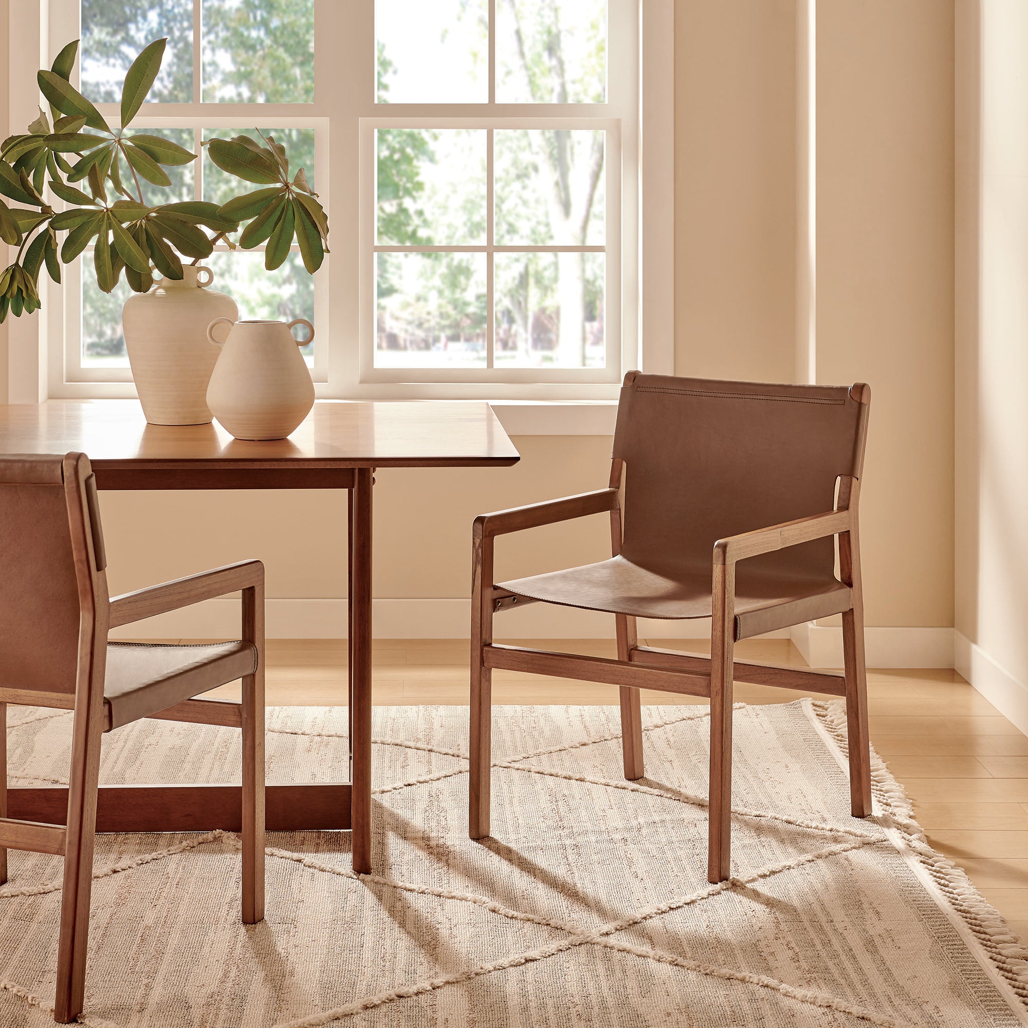 Sonora Leather Dining Chair, Nutmeg Brown