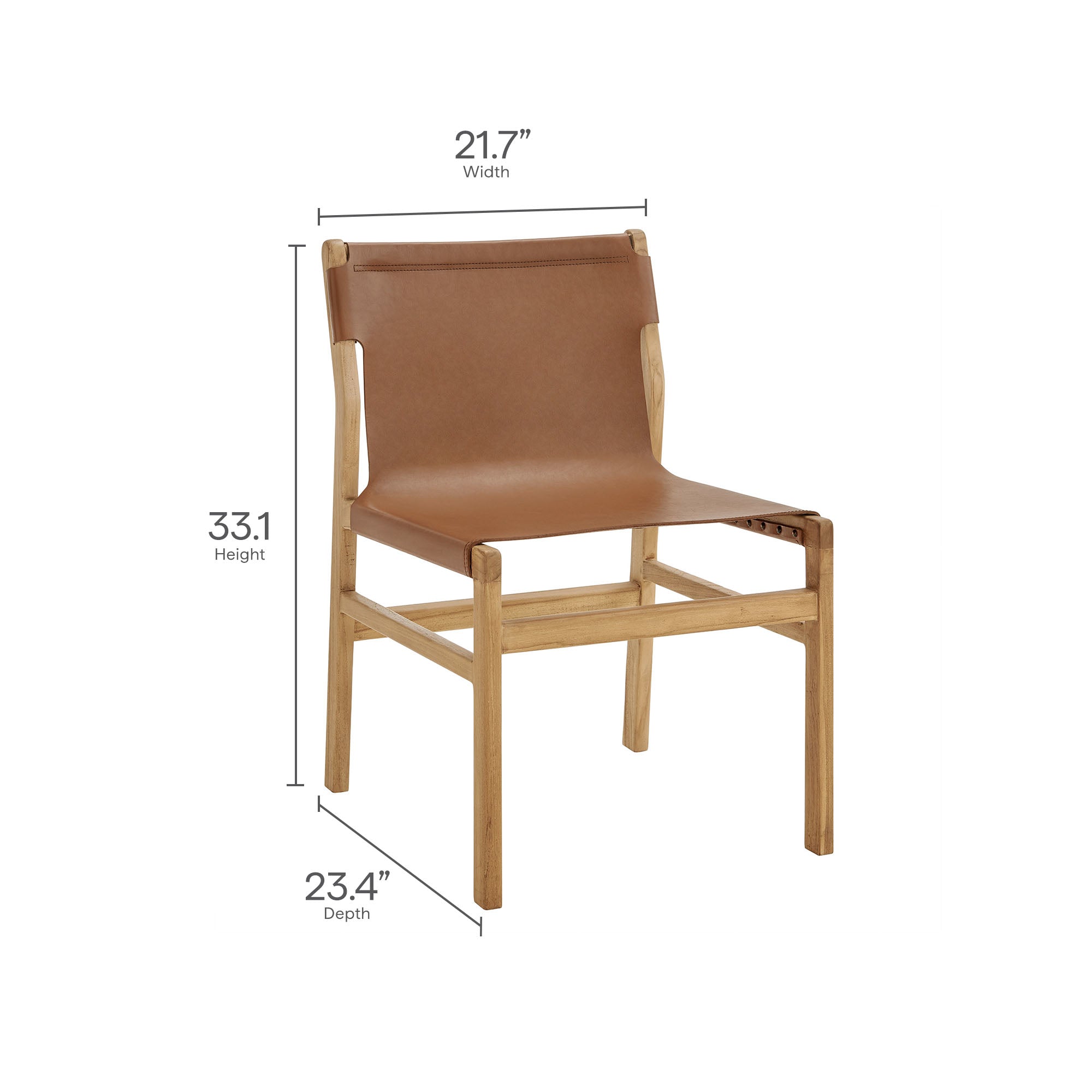 Sonora Leather Dining Side Chair, Chestnut Tan