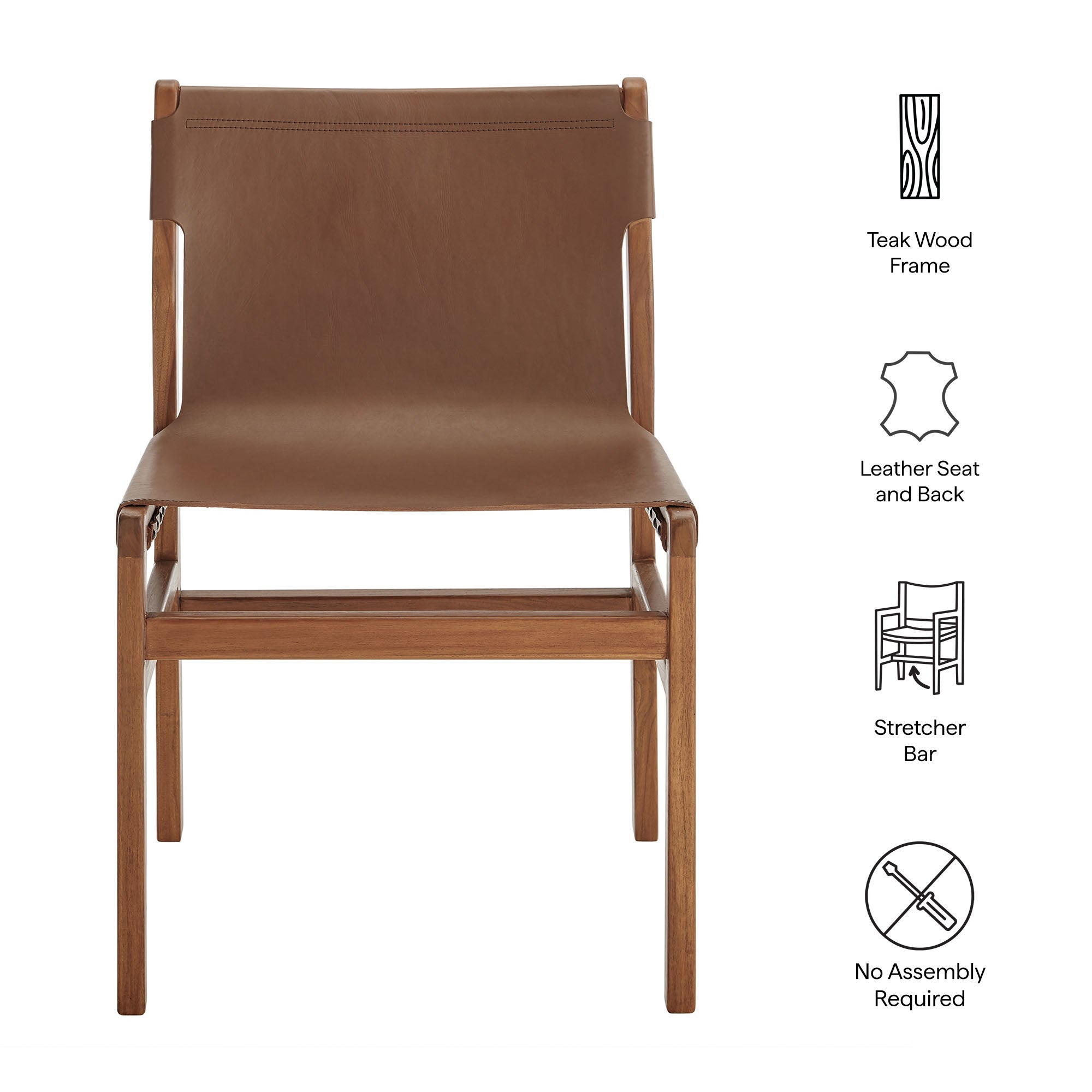 Sonora Leather Dining Side Chair, Nutmeg Brown