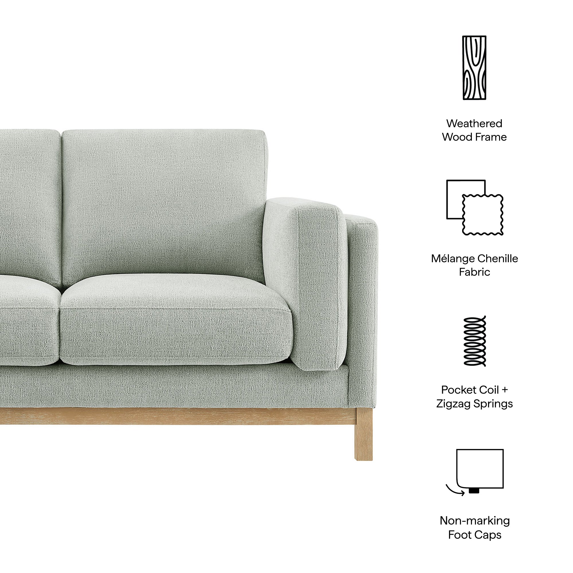Roscoe 63 inch Fabric Loveseat, Mist