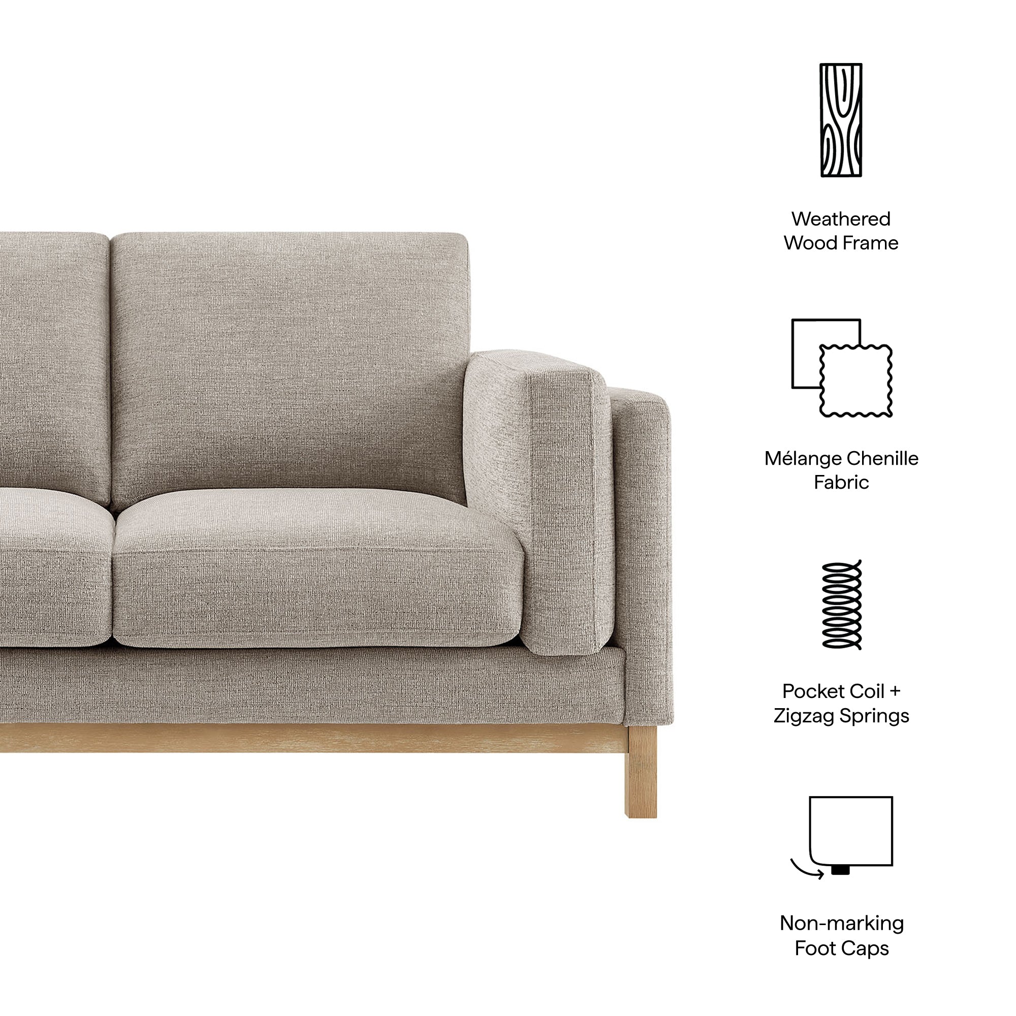 Roscoe 63 inch Fabric Loveseat, Pewter