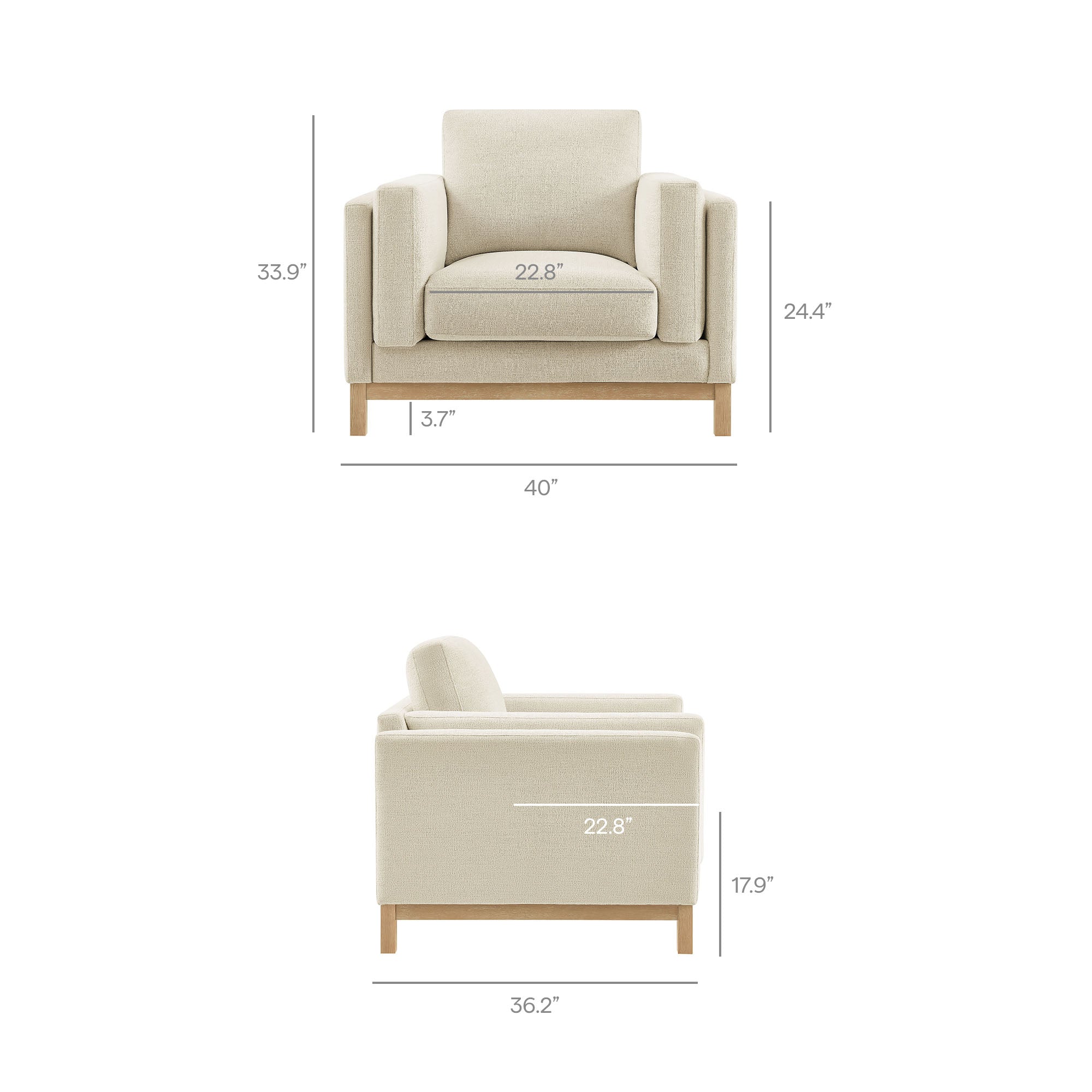 Roscoe Fabric Armchair, Ivory