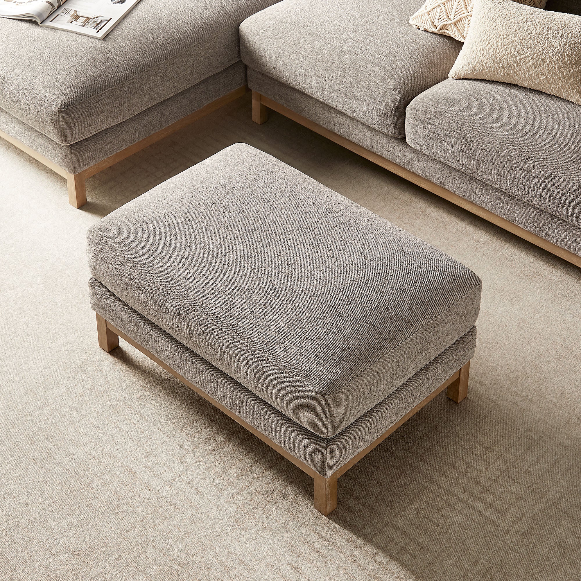 Roscoe Fabric Ottoman, Pewter