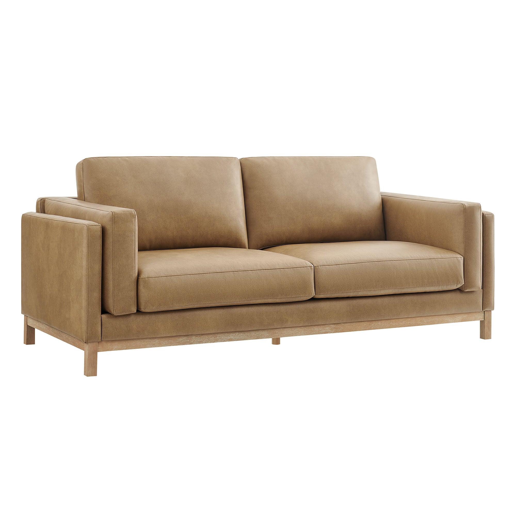 Roscoe 81 inch Vegan Leather Sofa, Toast