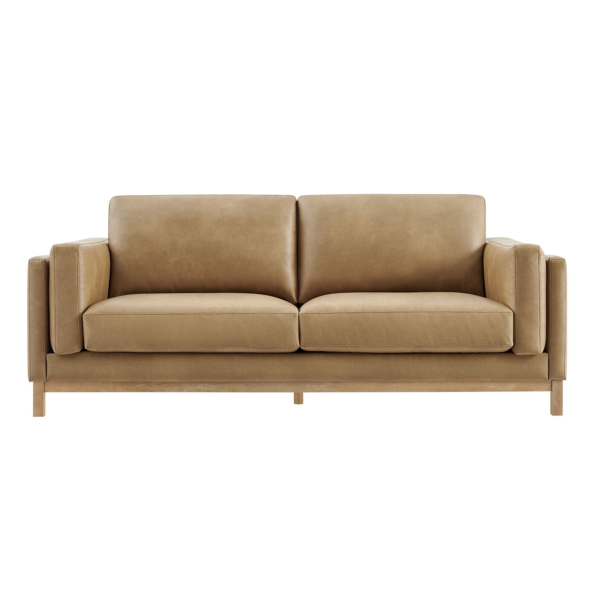 Roscoe 81 inch Vegan Leather Sofa, Toast