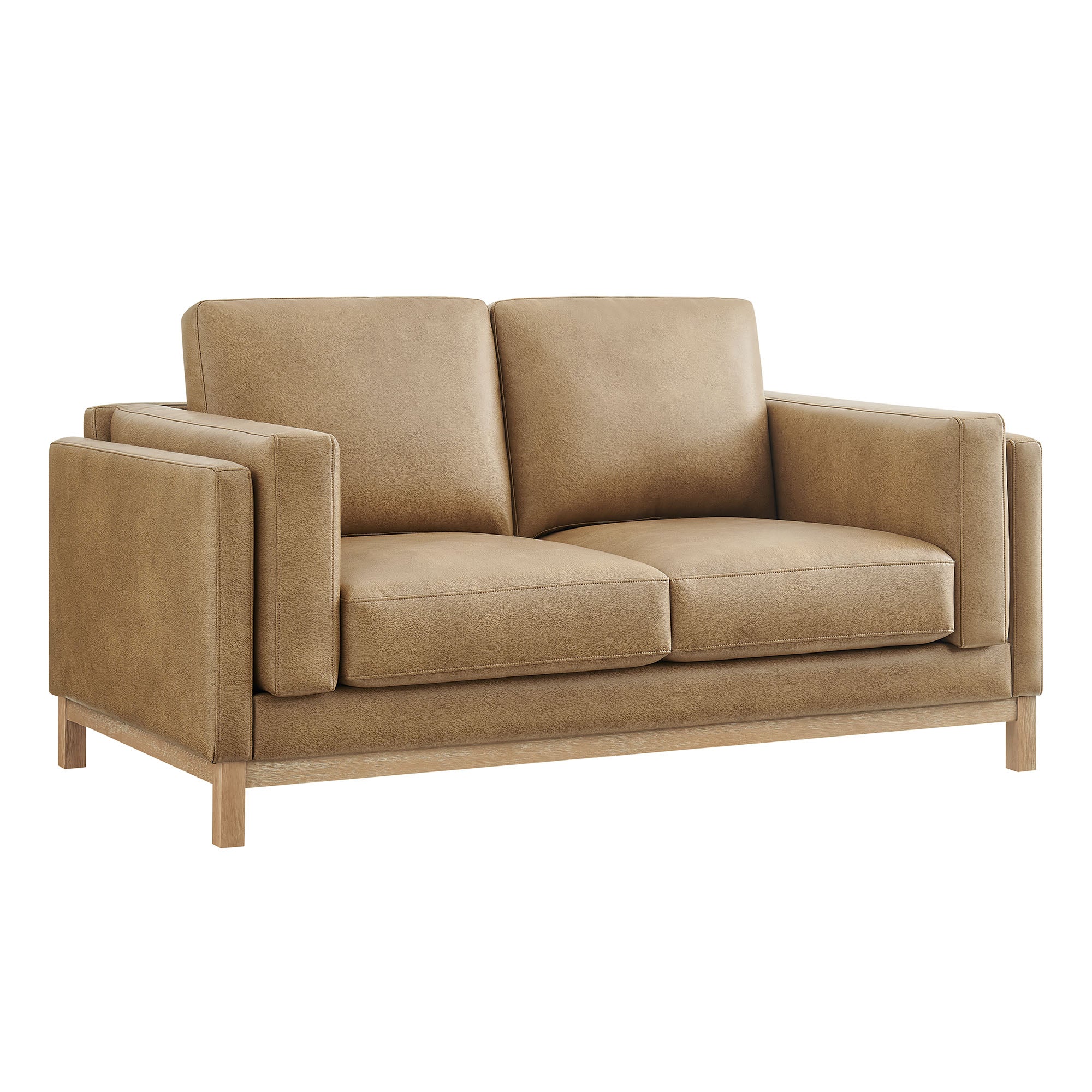 Roscoe 63 inch Vegan Leather Loveseat, Toast