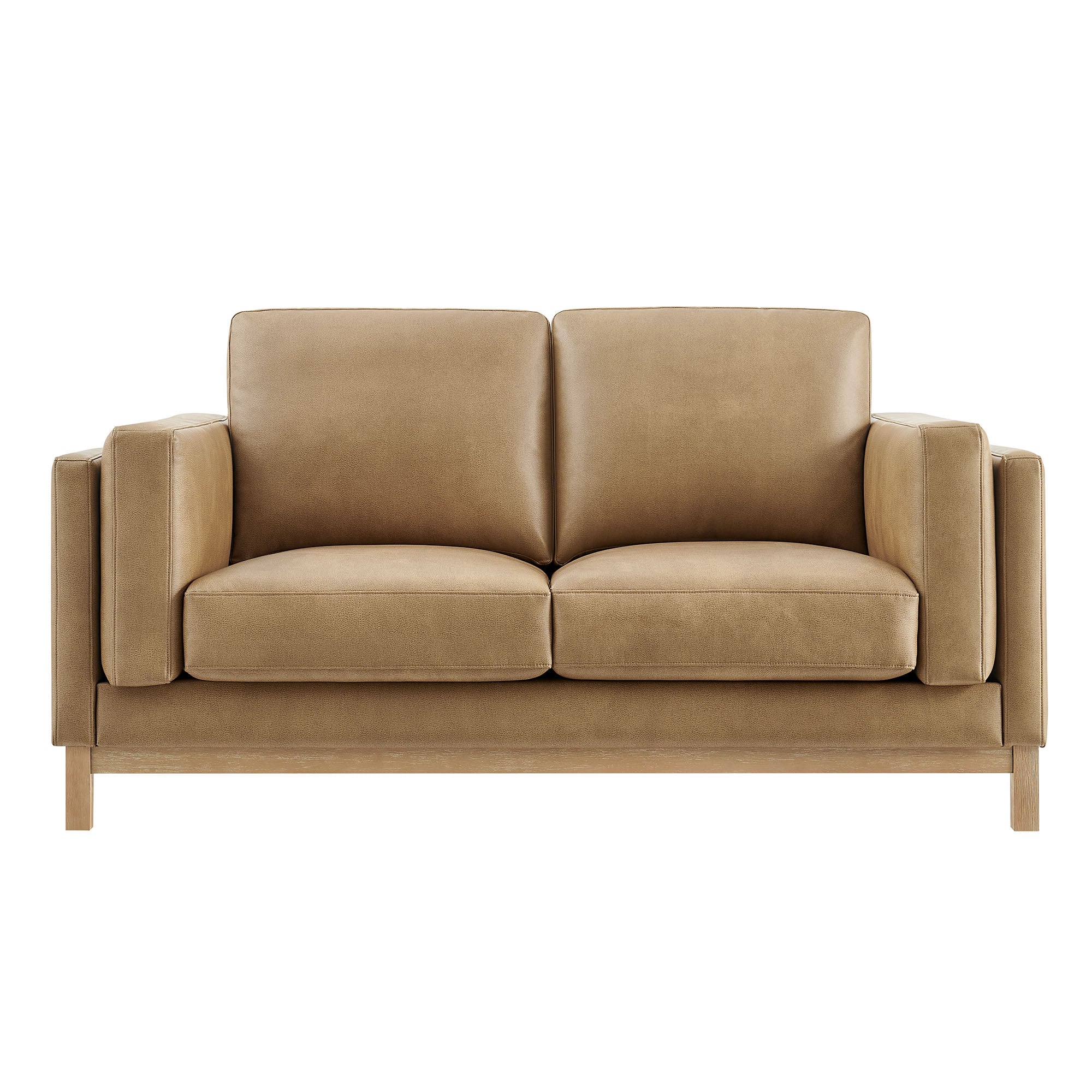 Roscoe 63 inch Vegan Leather Loveseat, Toast