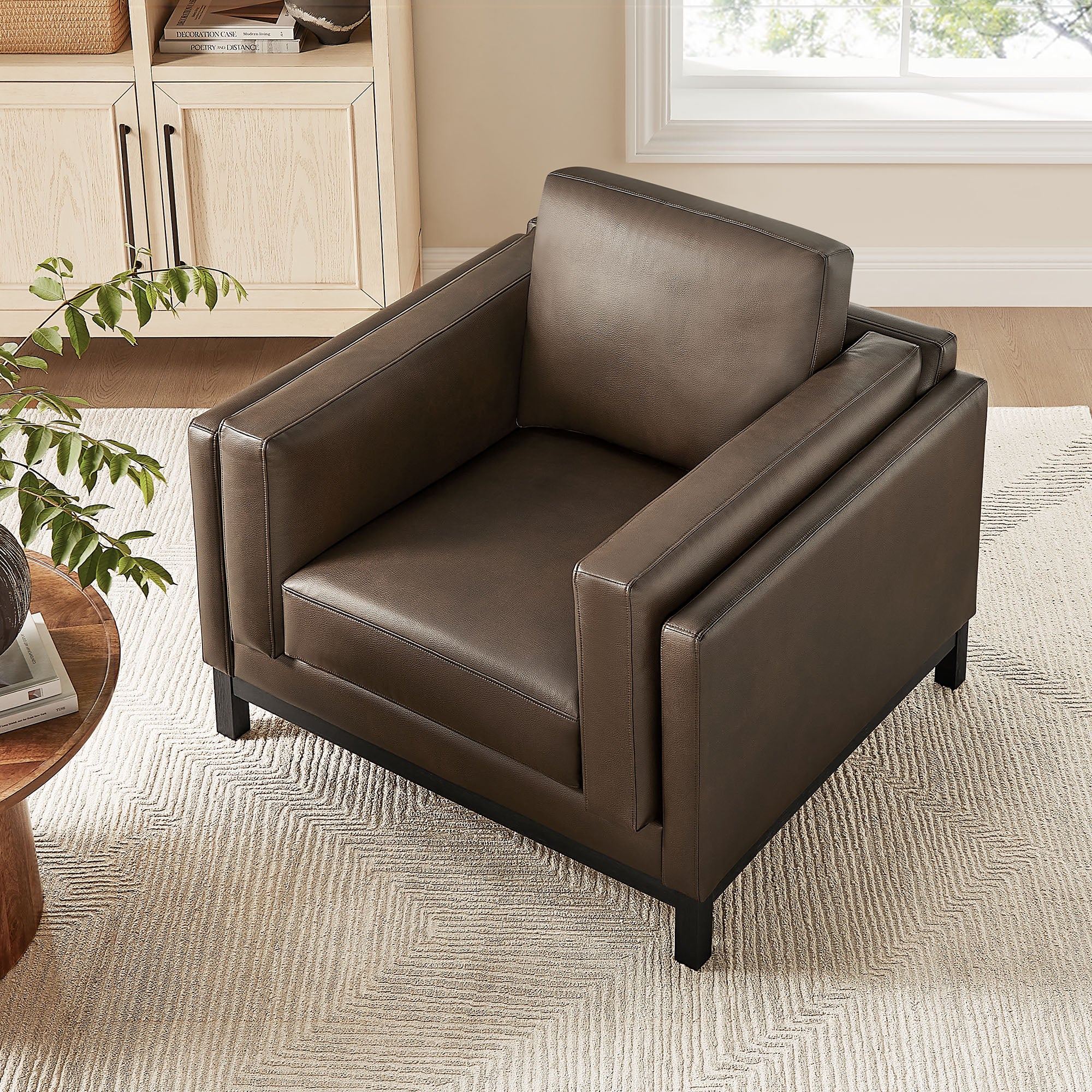 Roscoe Vegan Leather Armchair, Espresso