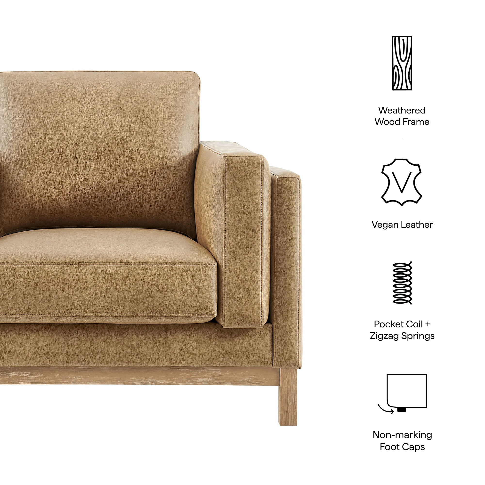 Roscoe Vegan Leather Armchair, Toast