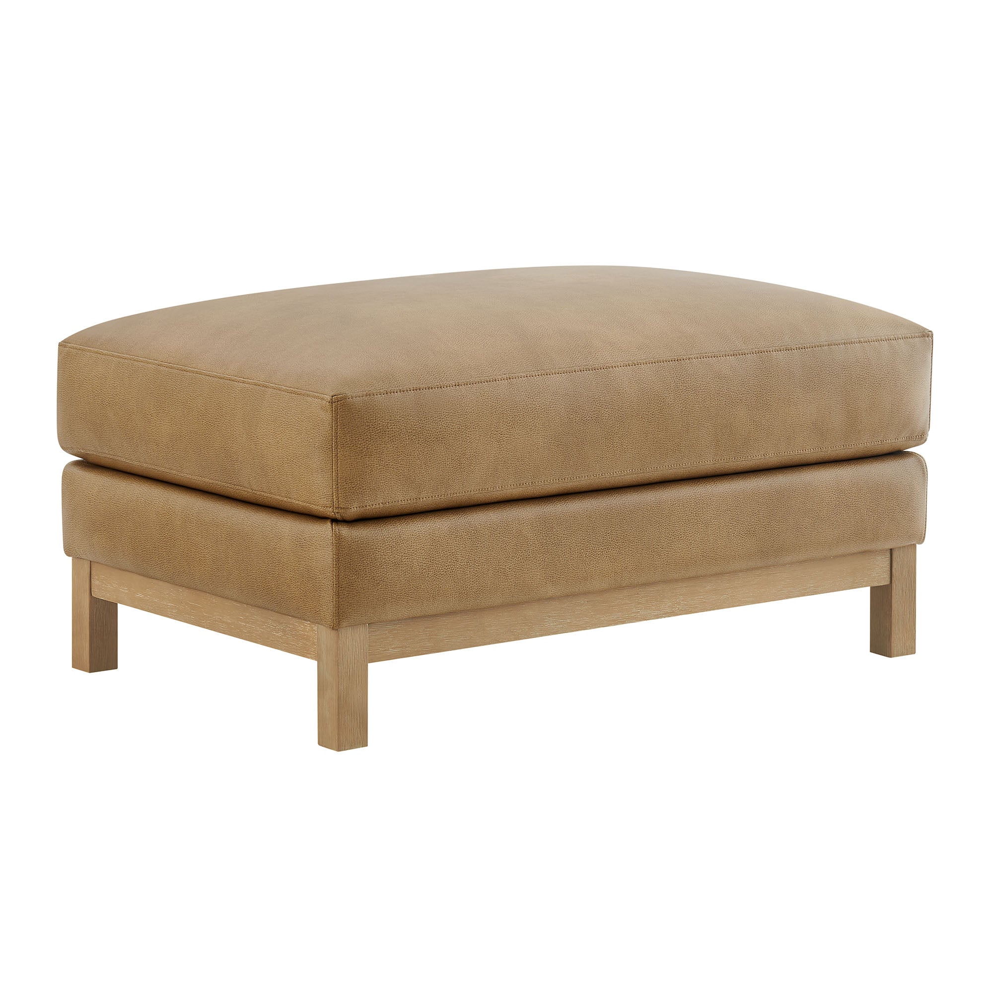 Roscoe Vegan Leather Ottoman, Toast