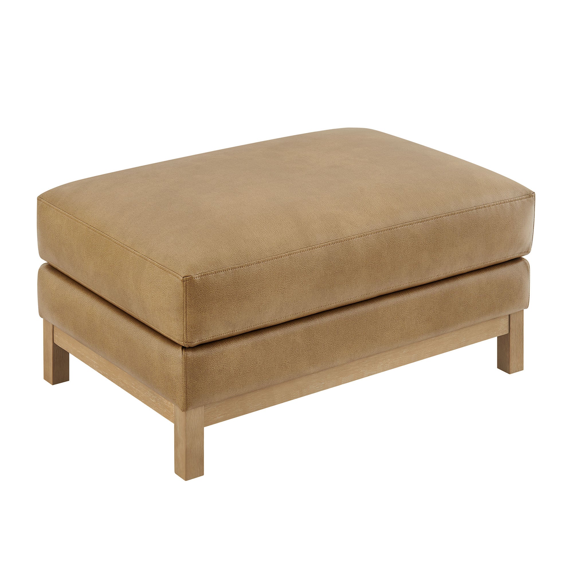 Roscoe Vegan Leather Ottoman, Toast