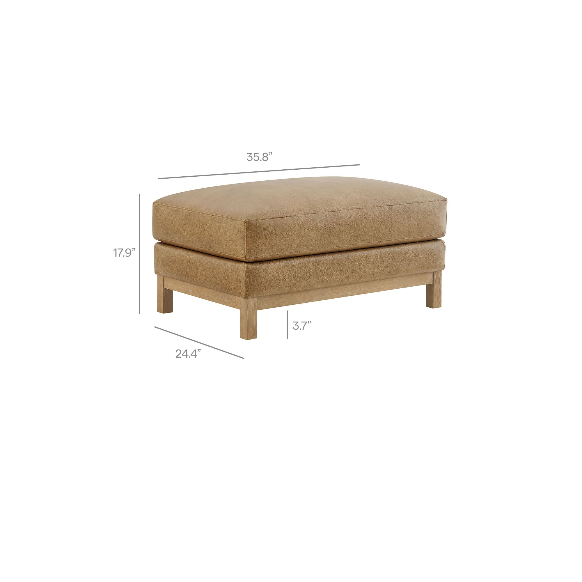 Roscoe Vegan Leather Ottoman, Toast