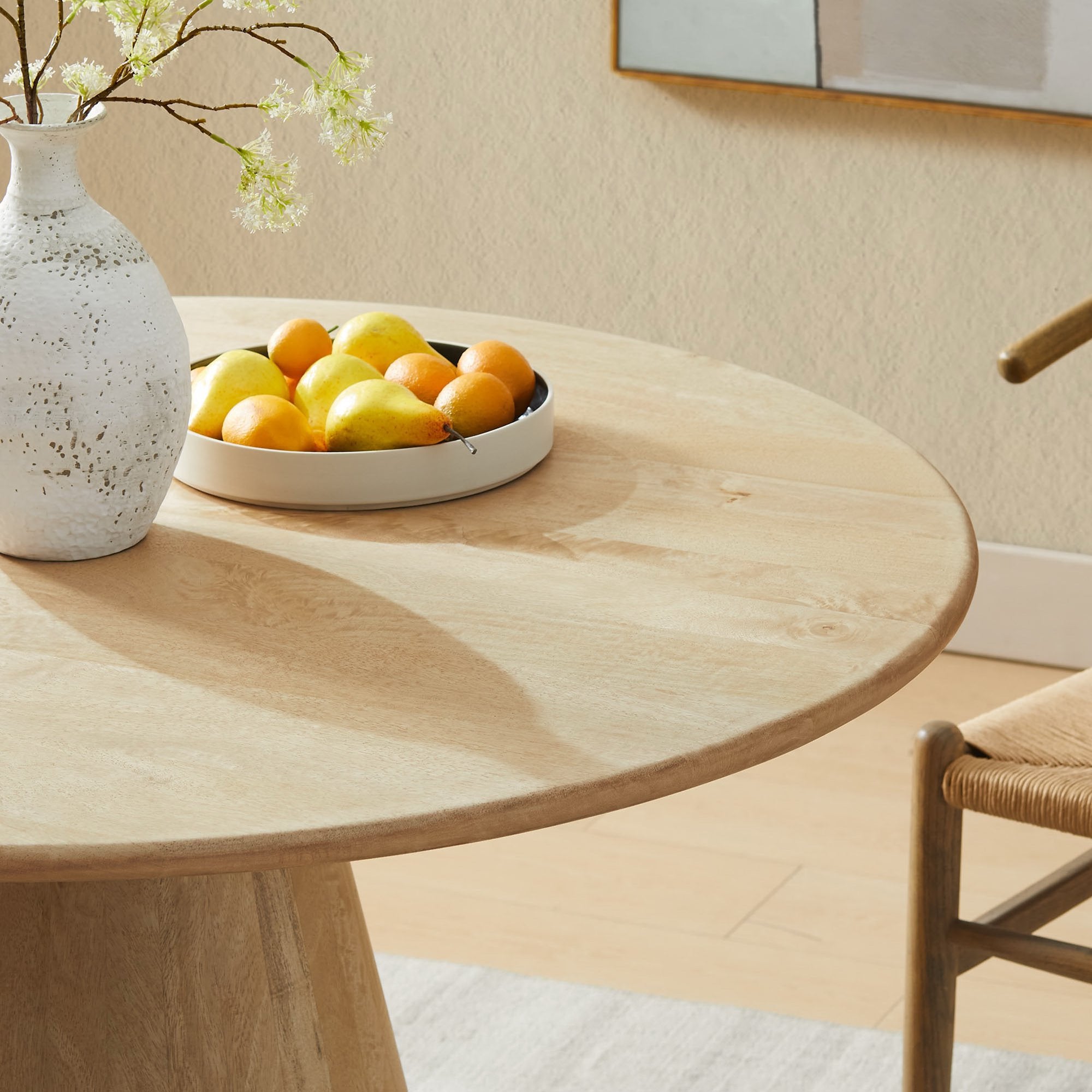 Sabelle 47" Round Wood Dining Table, Natural