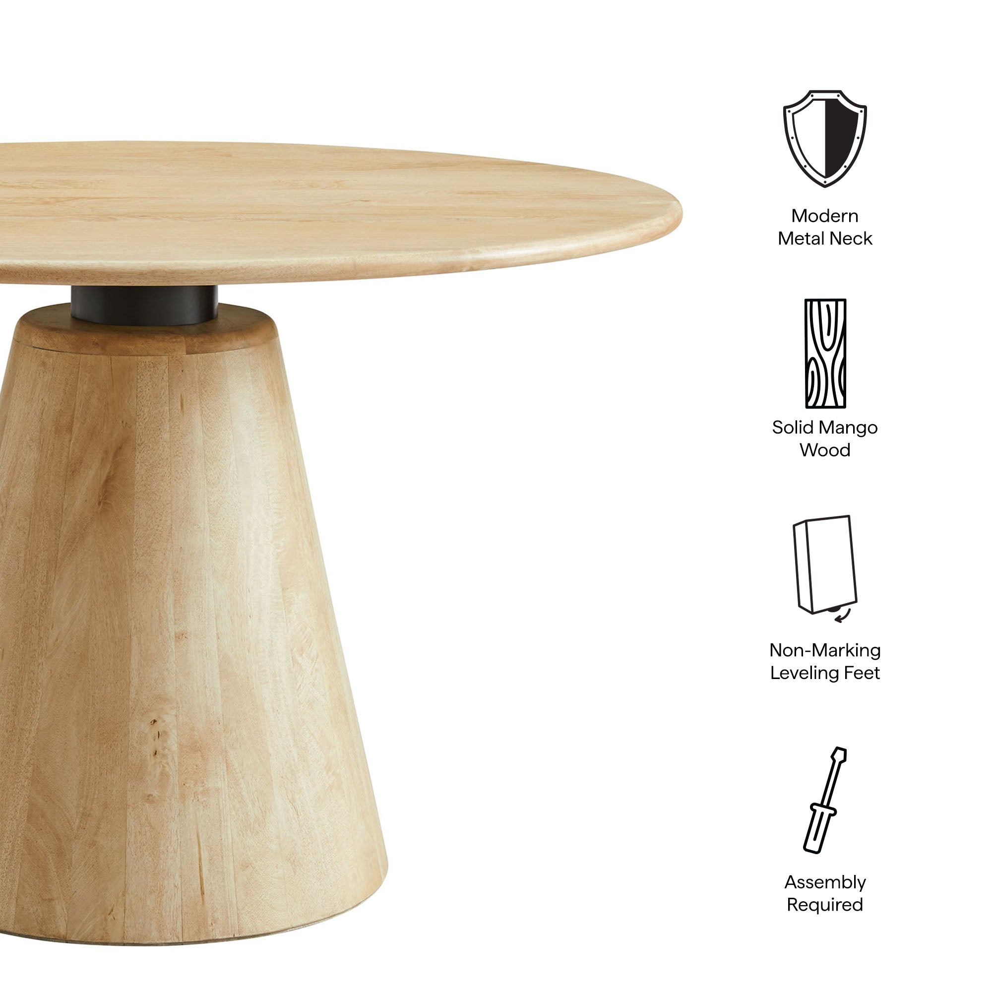 Sabelle 47" Round Wood Dining Table, Natural
