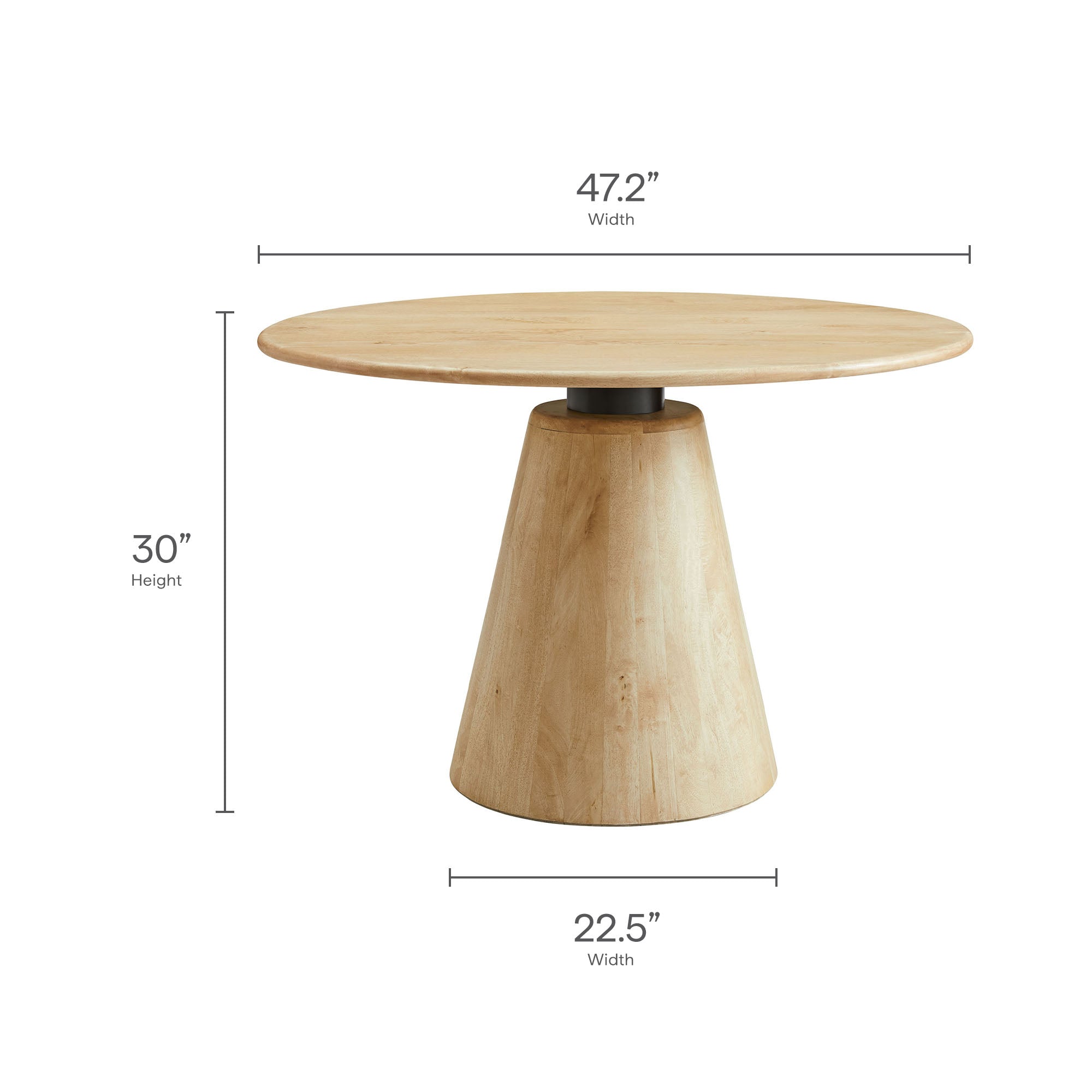 Sabelle 47" Round Wood Dining Table, Natural