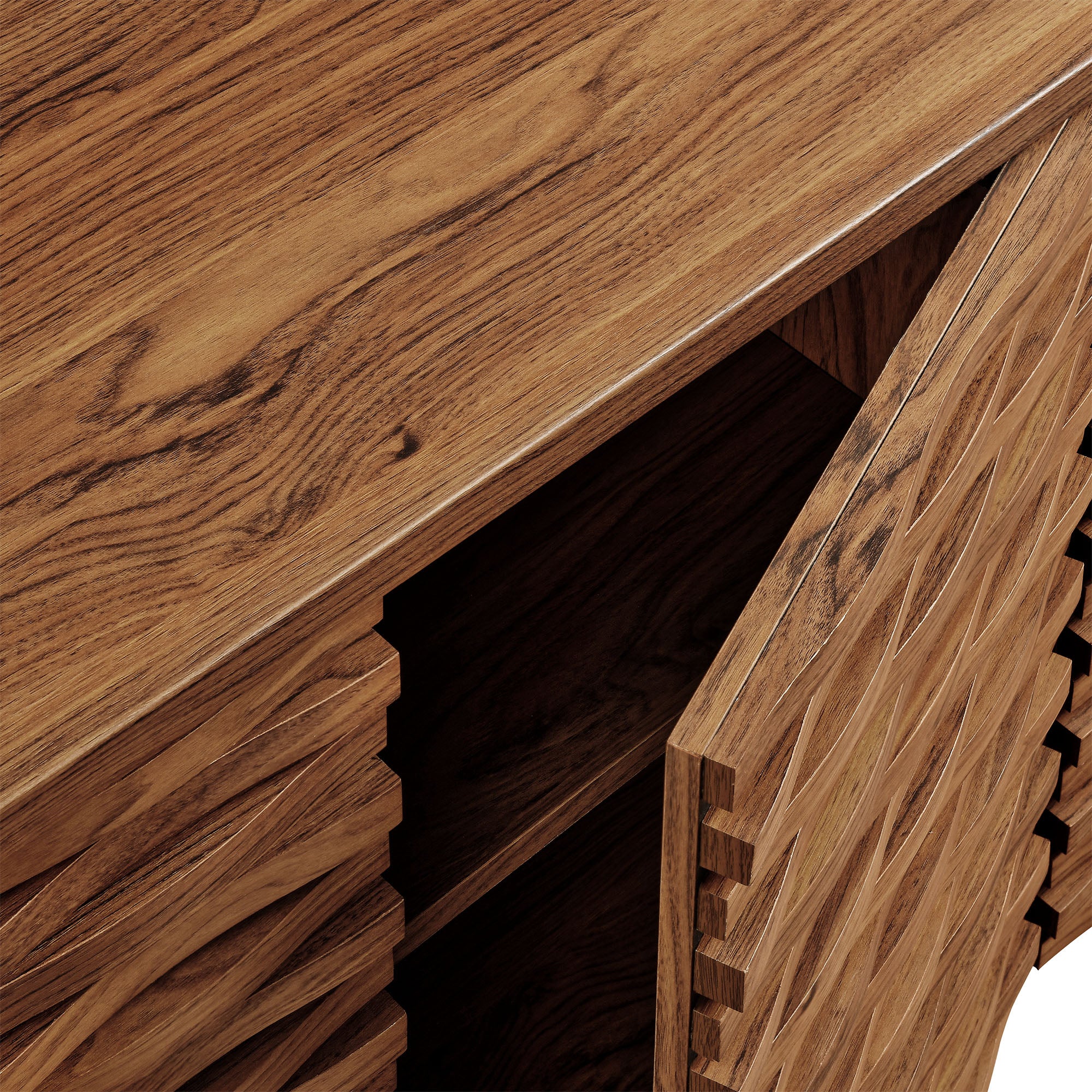 Emric Wave 66" 4-Door Sideboard, Walnut