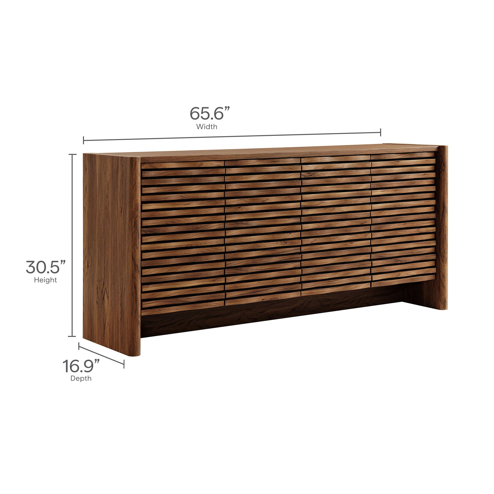 Emric Wave 66" 4-Door Sideboard, Walnut