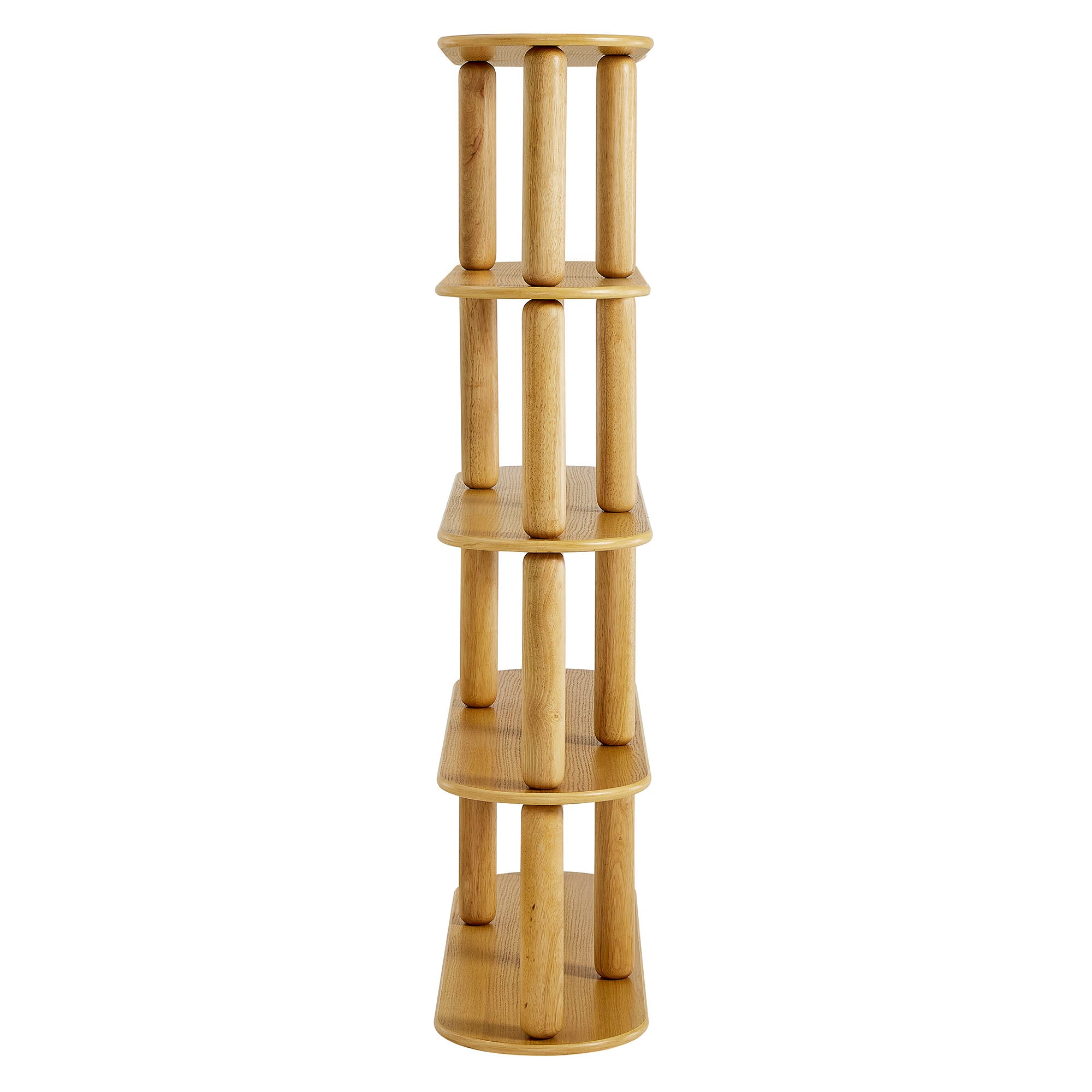 Arcus 4-Tier Oval Wood Bookshelf, Oak
