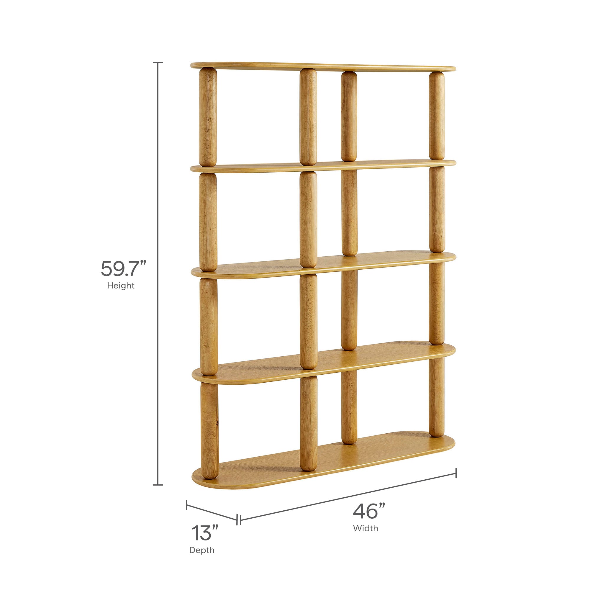 Arcus 4-Tier Oval Wood Bookshelf, Oak