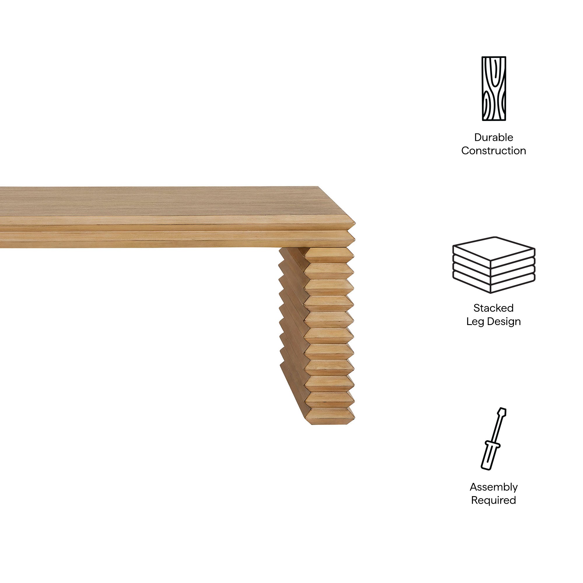 Canto Rectangular Stacked Design Coffee Table, Weathered Oak
