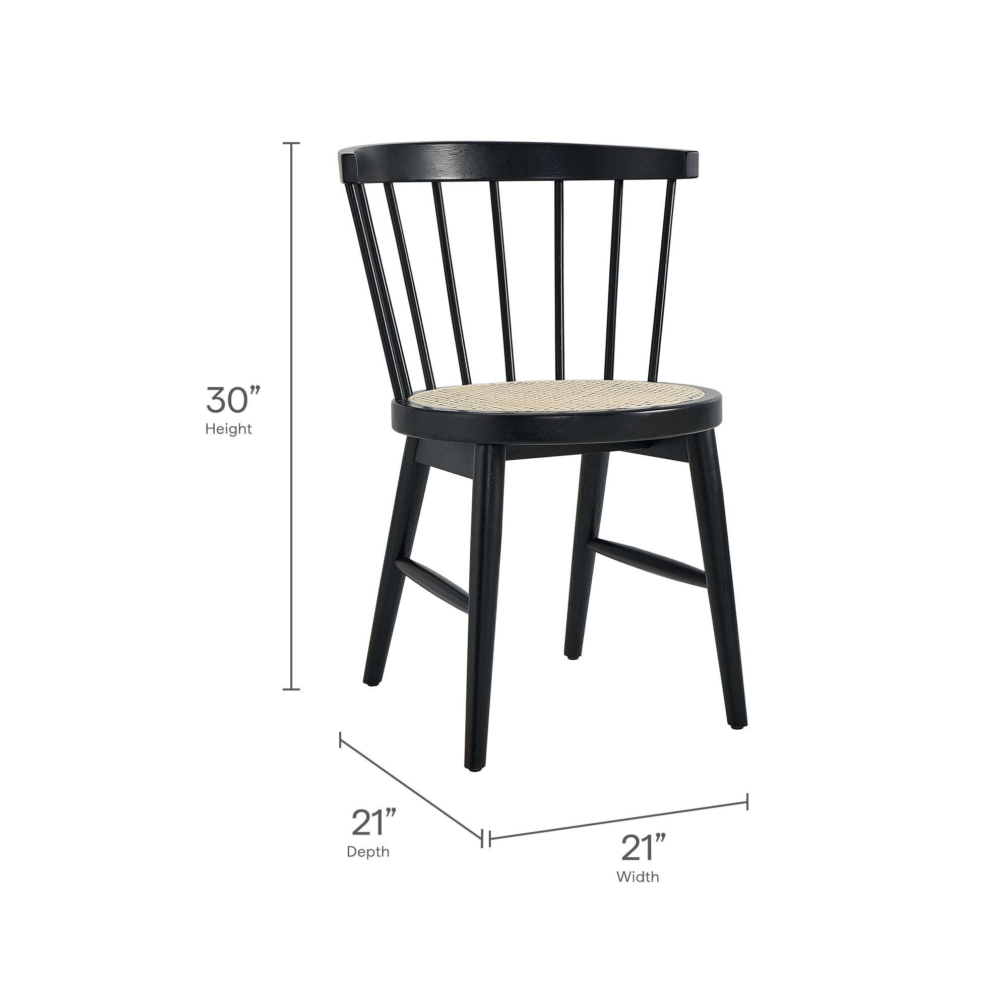 Lykke Curved Spindle Back Dining Chairs Set of 2, Black