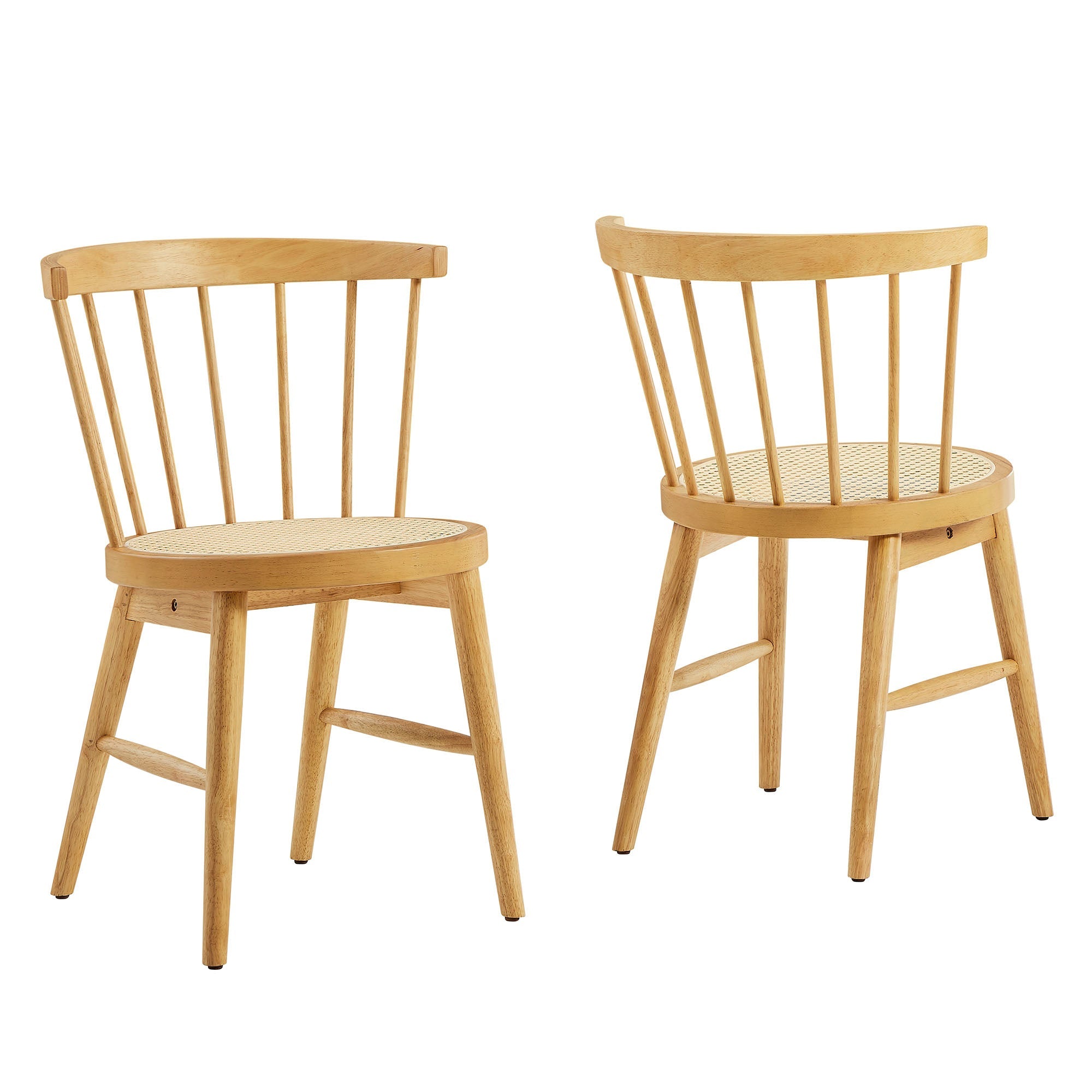 Lykke Curved Spindle Back Dining Chairs Set of 2, Natural