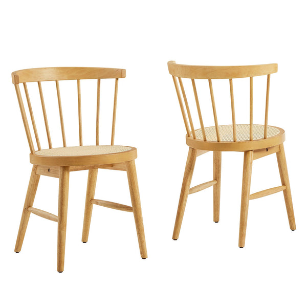 Lykke Curved Spindle Back Dining Chairs Set of 2, Natural