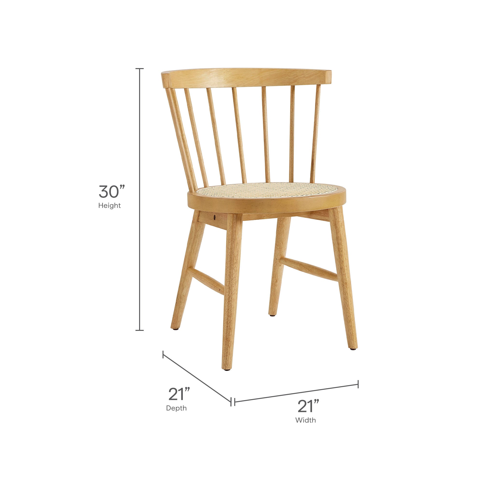 Lykke Curved Spindle Back Dining Chairs Set of 2, Natural