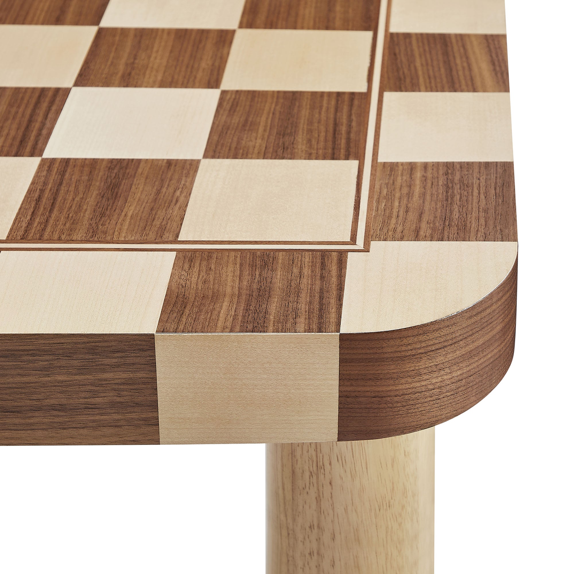 Oscar 36 Inch Square Checkered Dining Table, Oak and Walnut