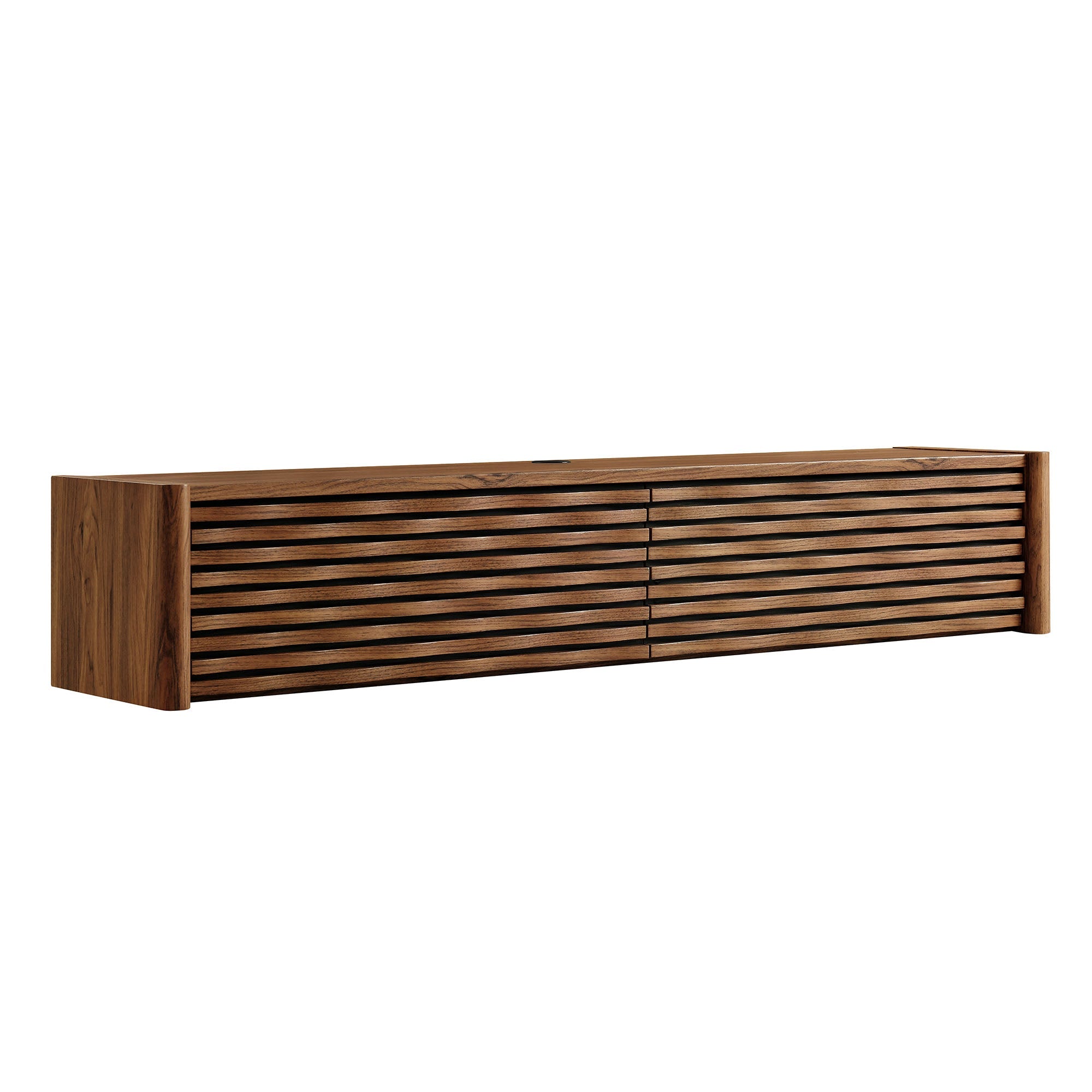 Emric Wave 71" Wall-Mounted TV Cabinet, Walnut