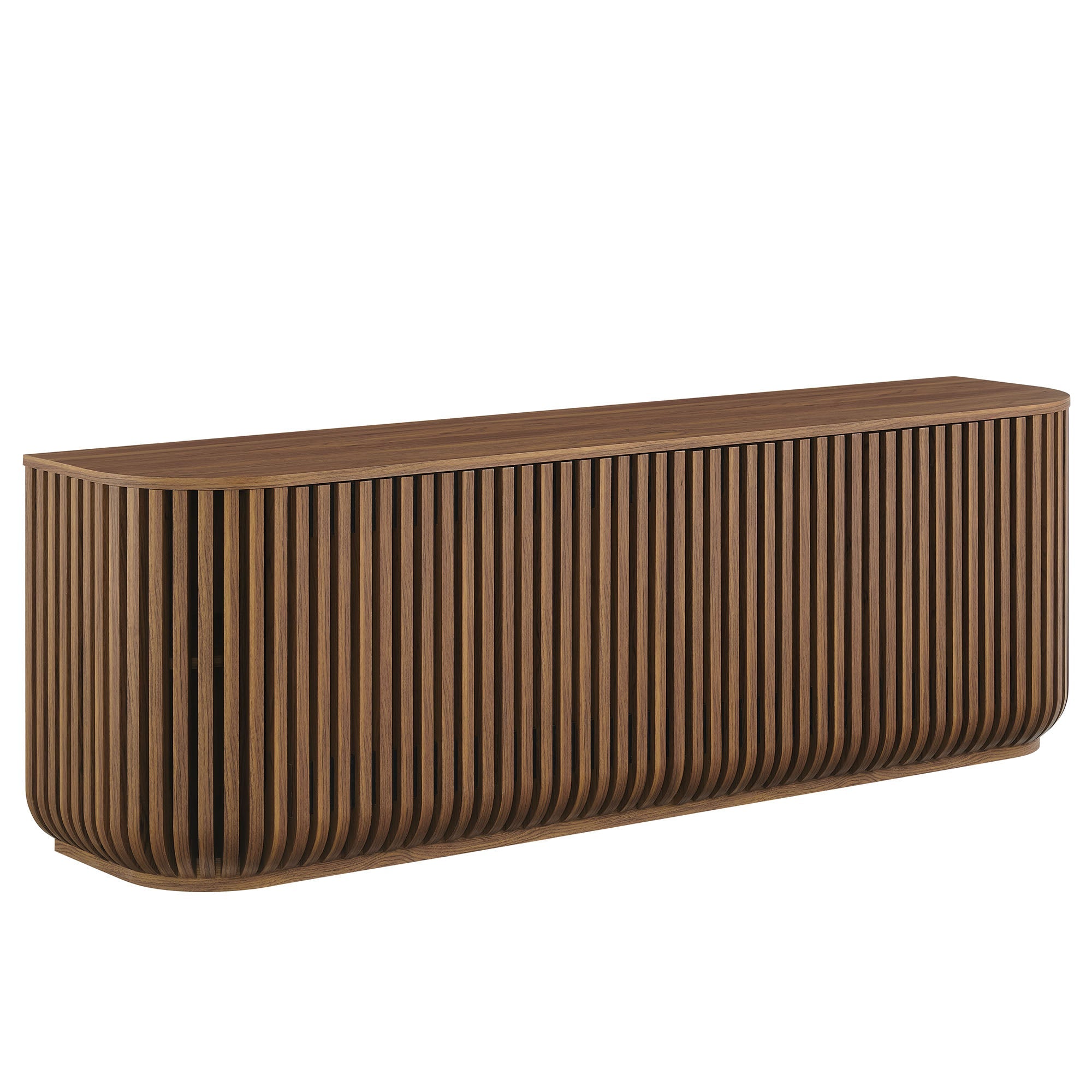 Fortitude 75" Curved Sideboard Storage Cabinet, Walnut
