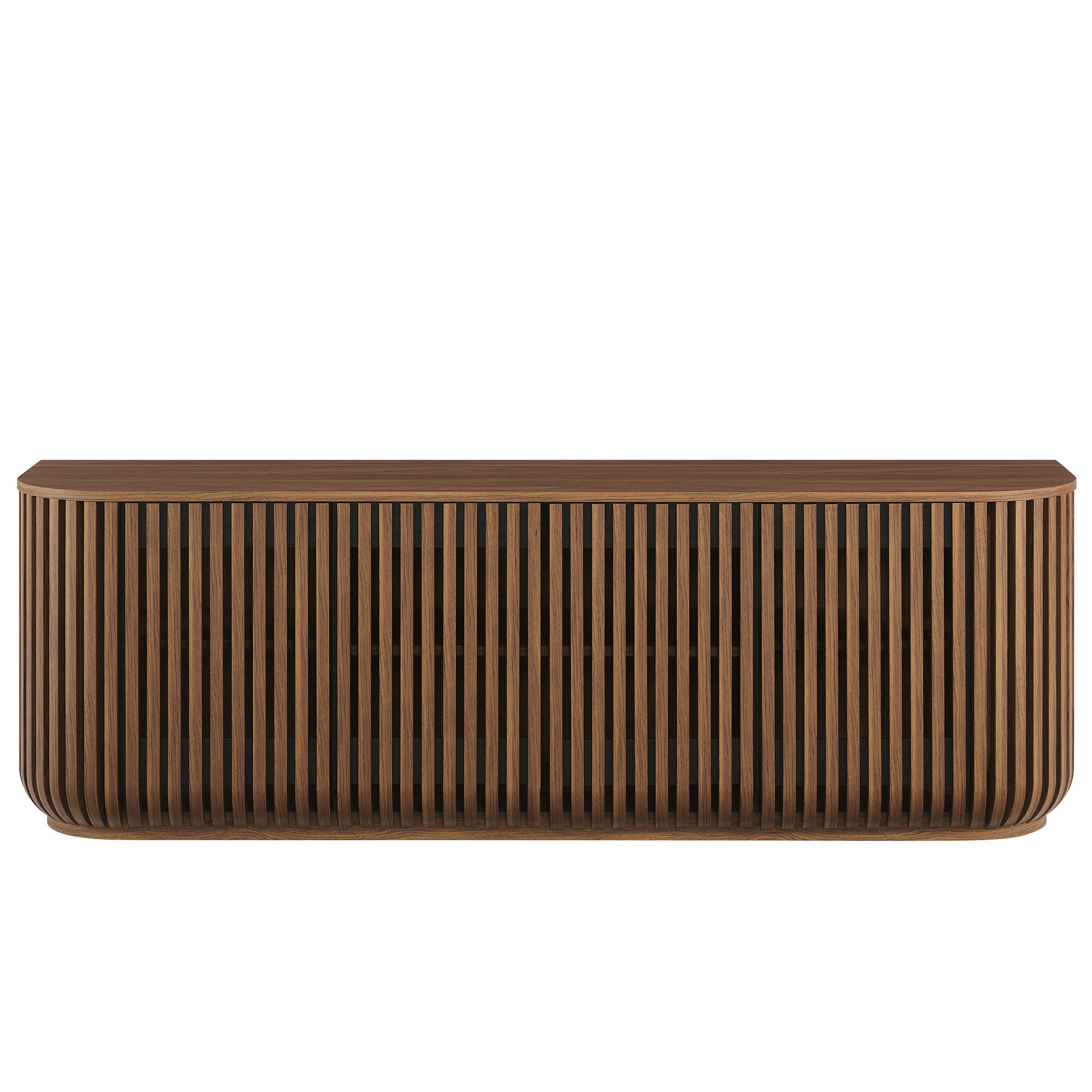 Fortitude 75" Curved Sideboard Storage Cabinet, Walnut
