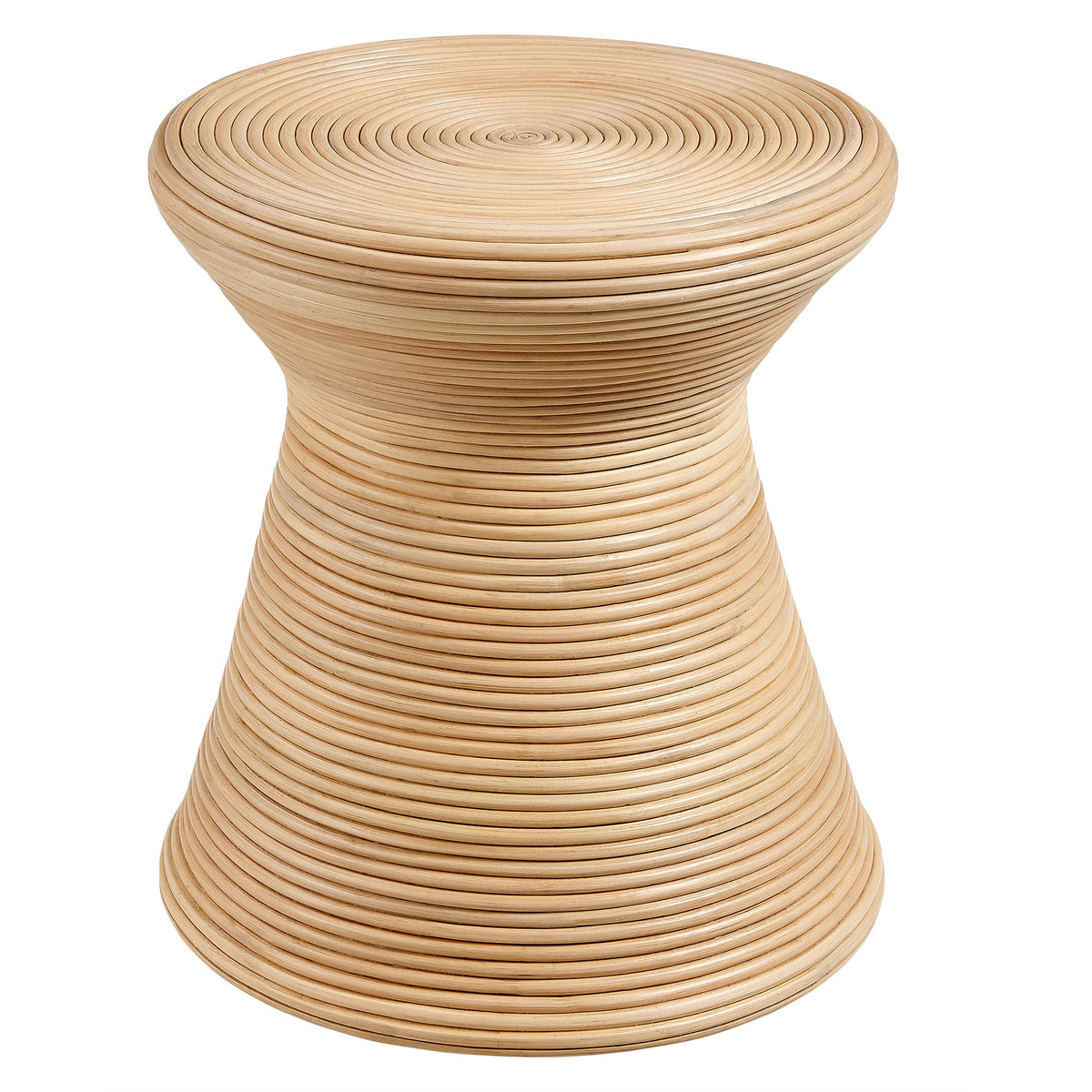 Tavi Hourglass Natural Rattan Round Side Table, Natural