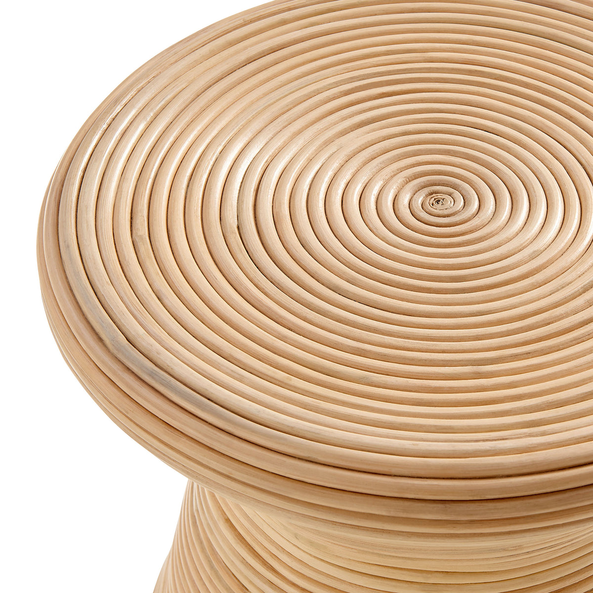 Tavi Hourglass Natural Rattan Round Side Table, Natural