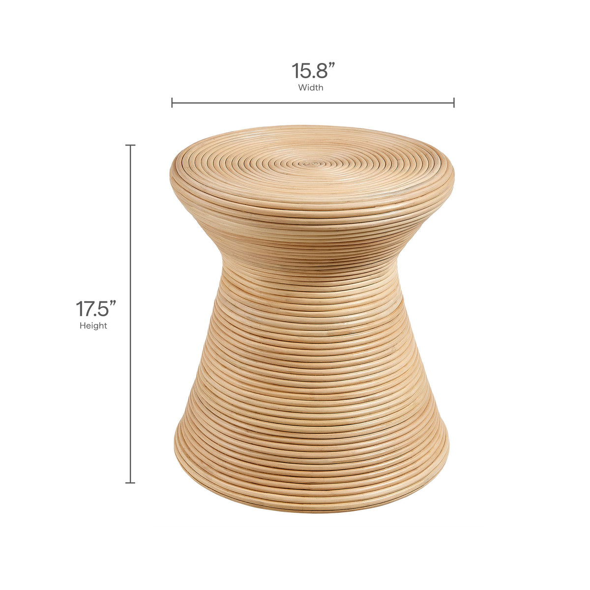 Tavi Hourglass Natural Rattan Round Side Table, Natural