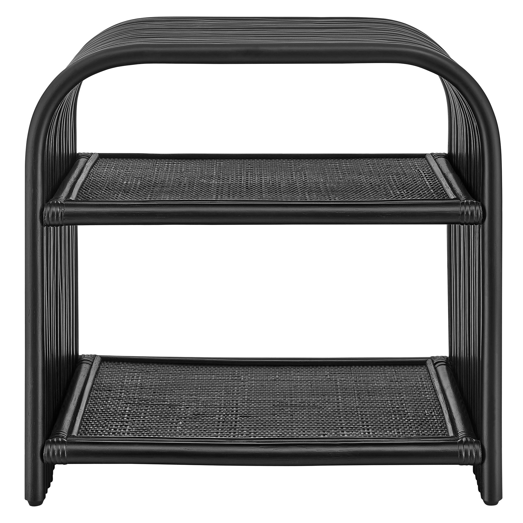 Eve Curved Natural Rattan Side Table, Black