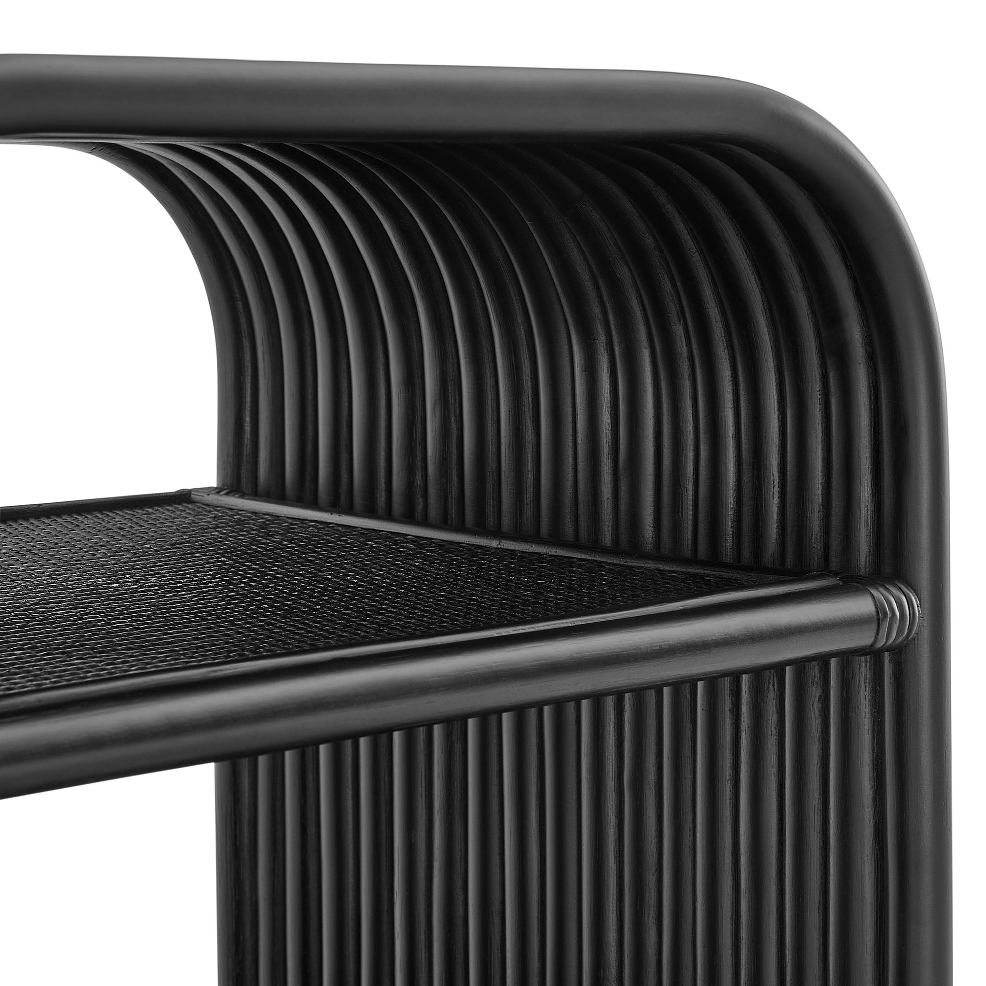 Eve Curved Natural Rattan Side Table, Black