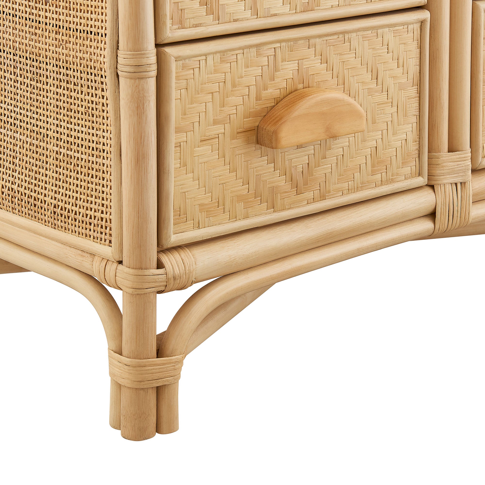 Jane 71 Inch Tall Arched Natural Rattan Bookshelf, Natural