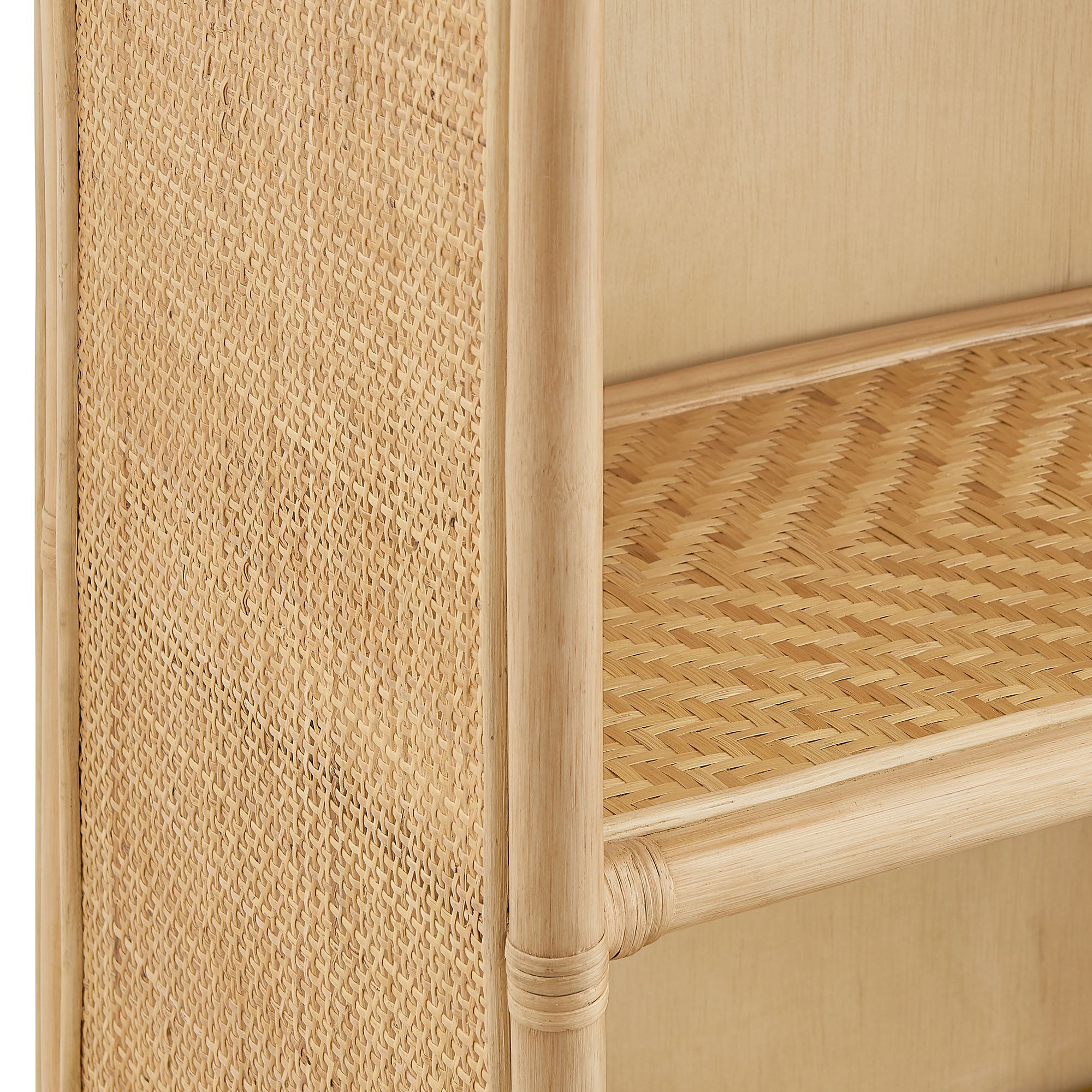Jane 71 Inch Tall Arched Natural Rattan Bookshelf, Natural