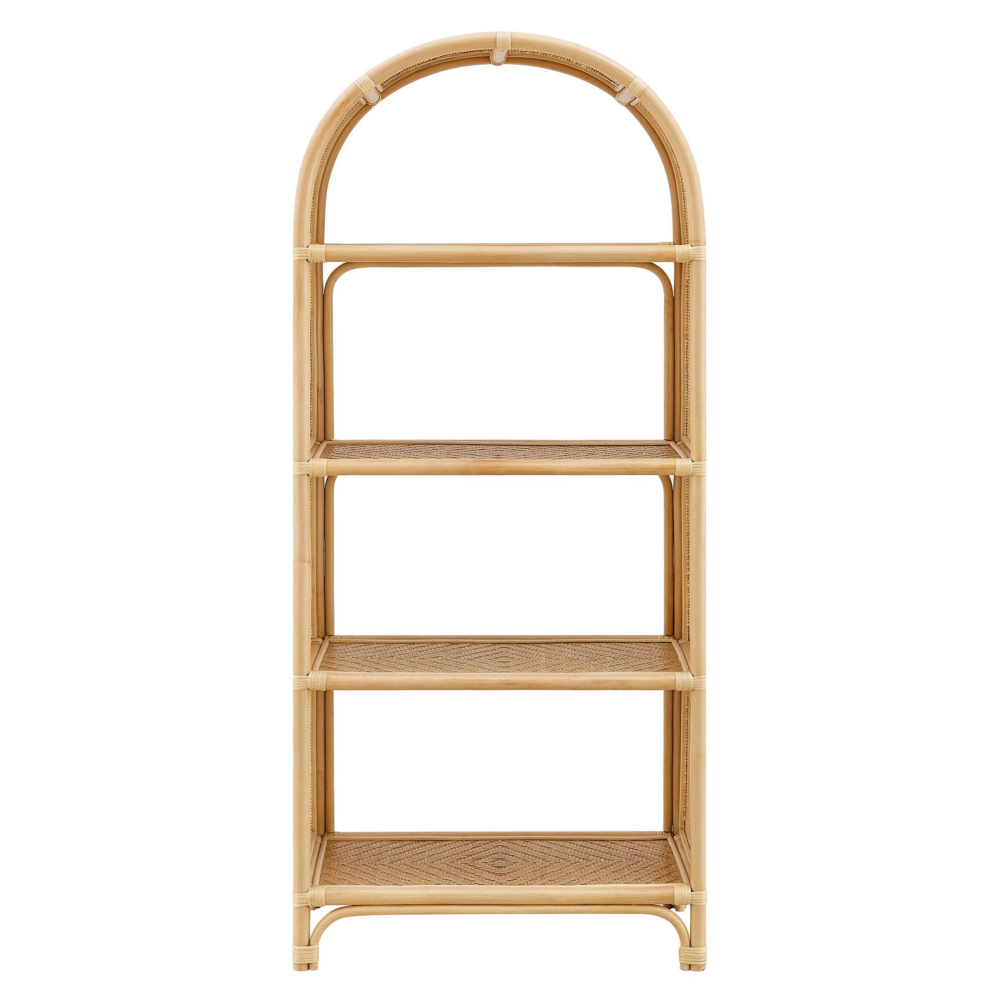 Celeste 67 Inch Tall Arched Natural Rattan Bookshelf, Natural