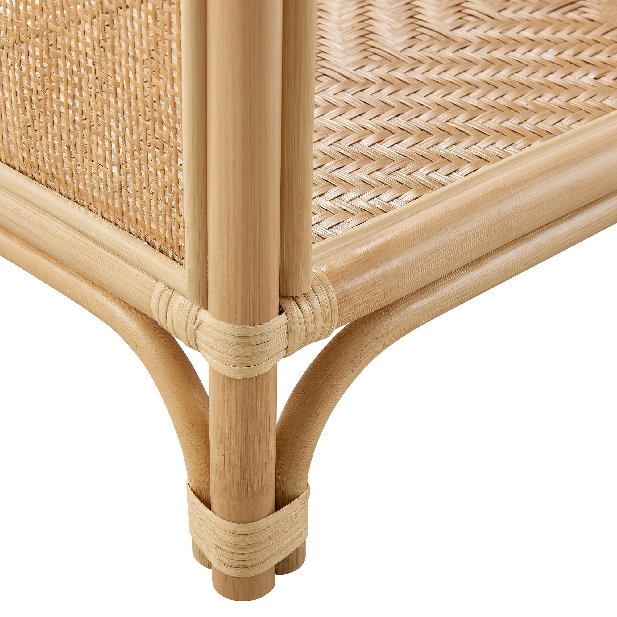 Celeste 67 Inch Tall Arched Natural Rattan Bookshelf, Natural