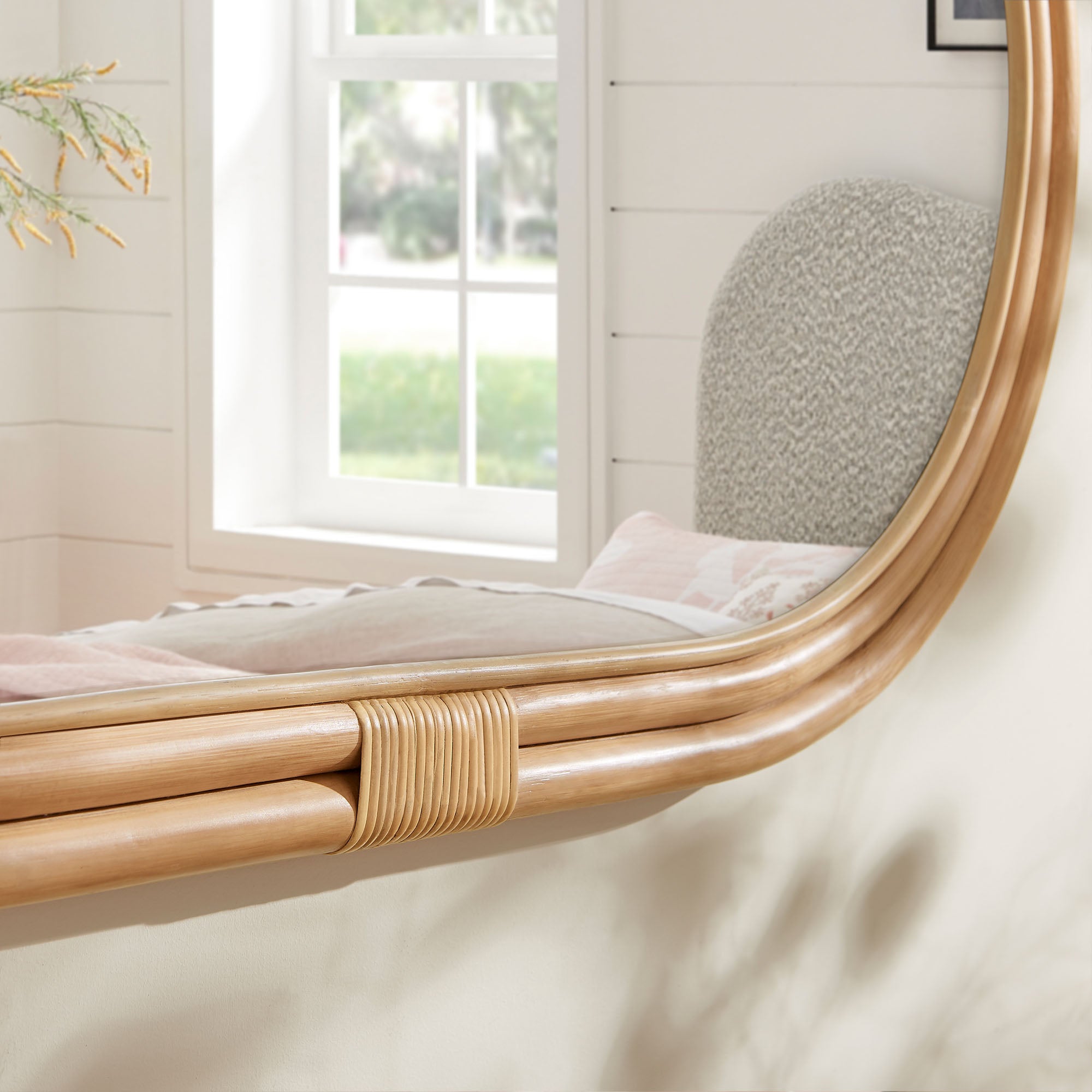 Corsica Oval Rattan Wall Mirror, Natural