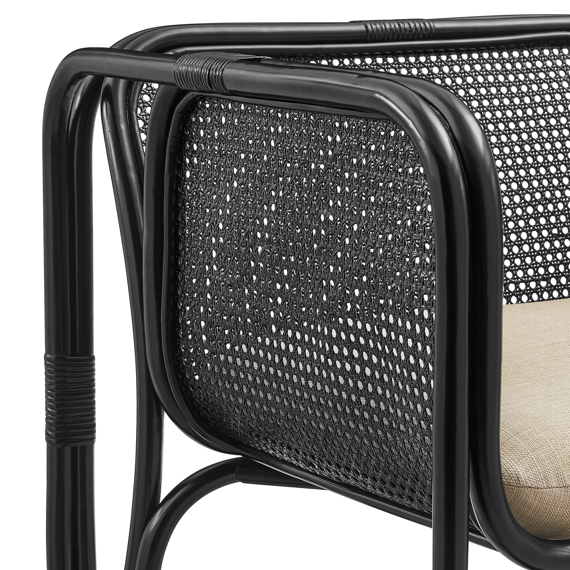 Ellis Natural Rattan Accent Armchair, Black