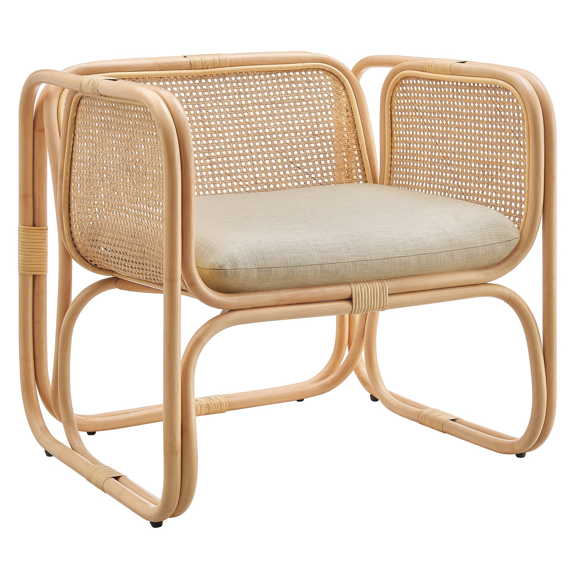 Ellis Natural Rattan Accent Armchair, Natural