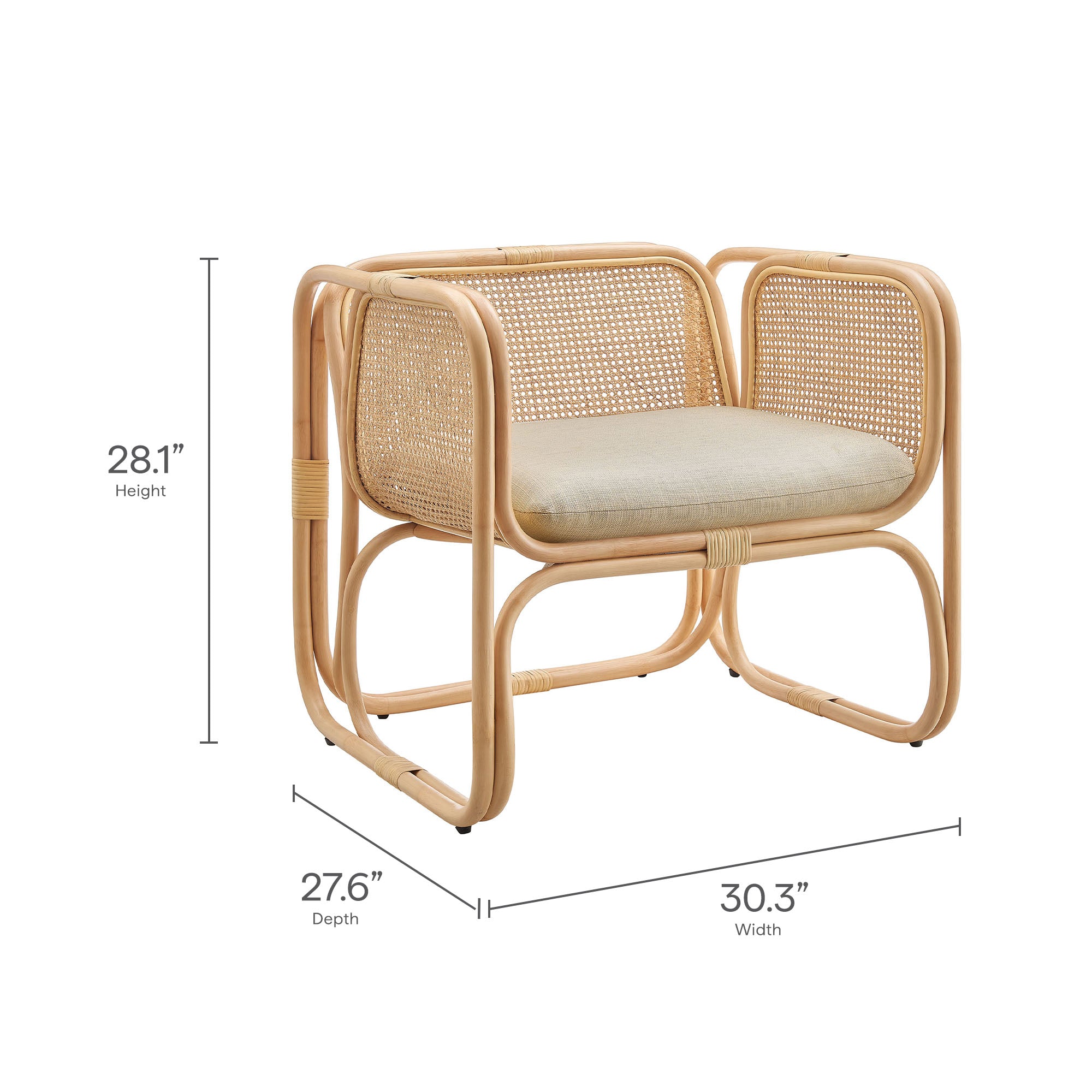 Ellis Natural Rattan Accent Armchair, Natural