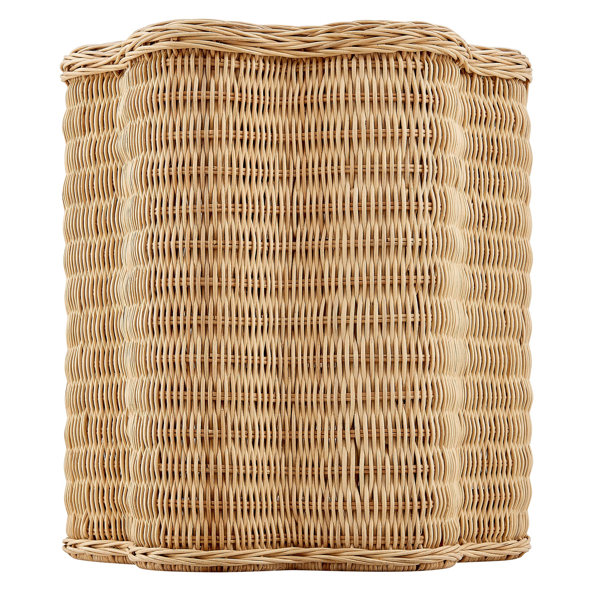 Erika Scalloped Natural Rattan Side Table, Natural