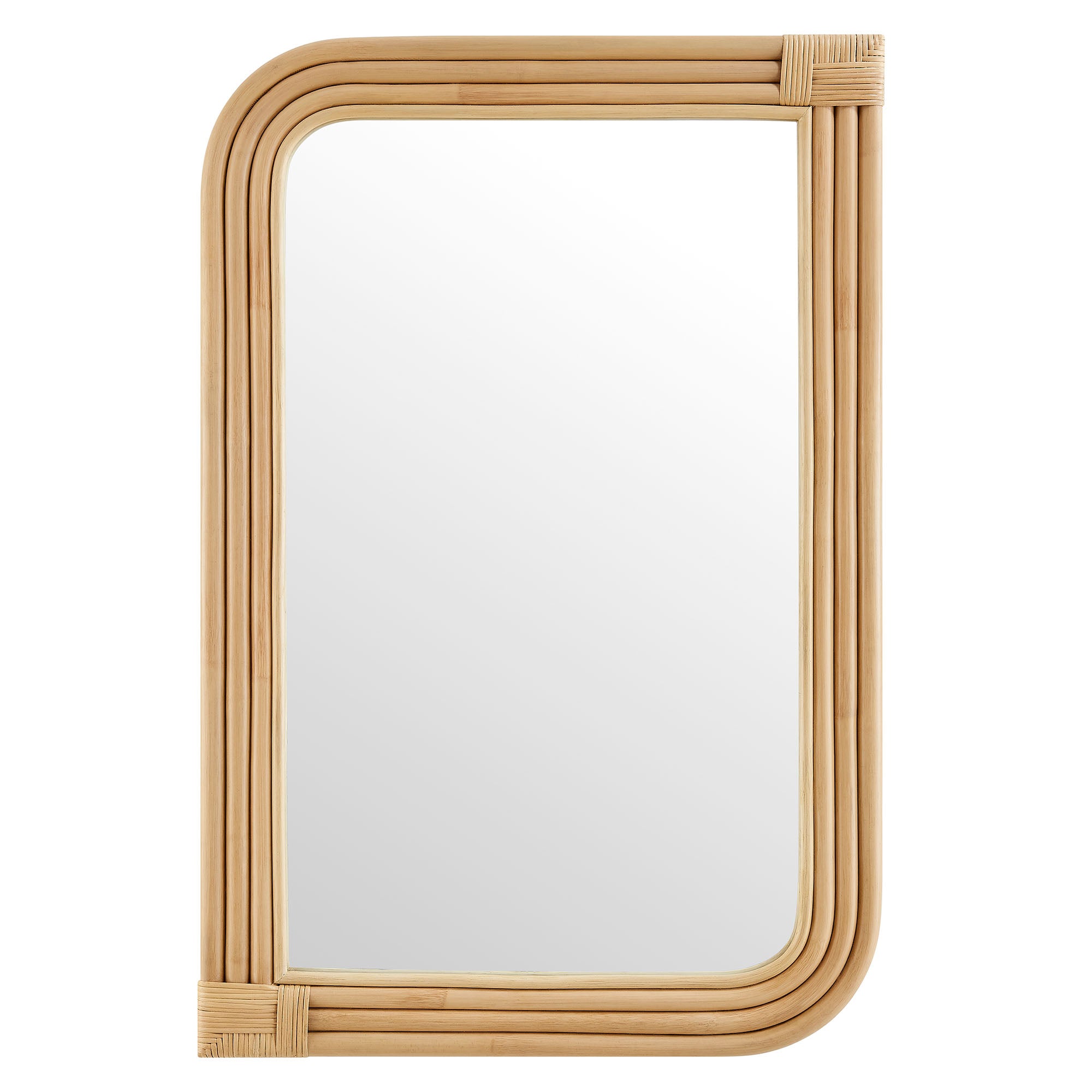 Corsica Curved Rectangle Rattan Wall Mirror, Natural