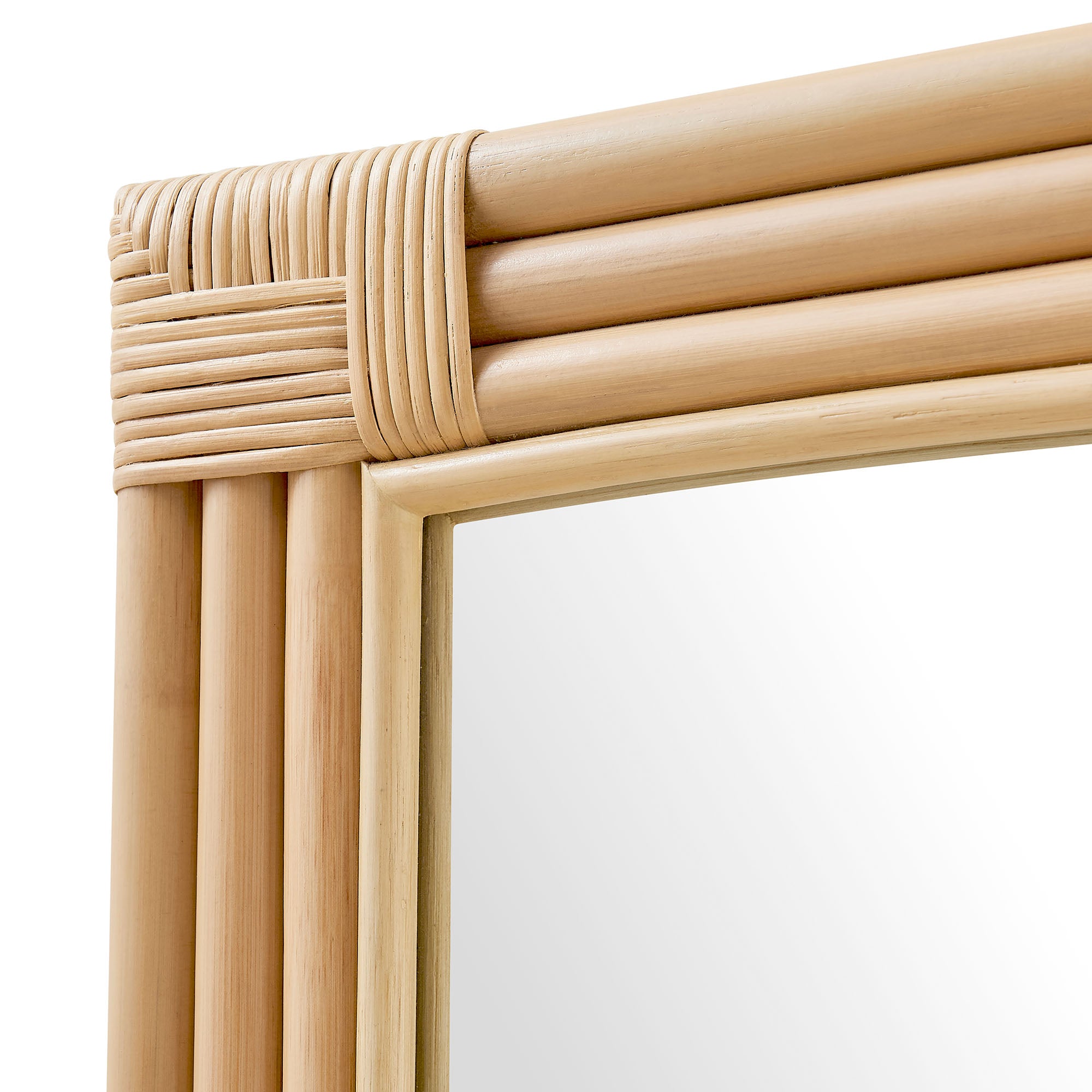 Corsica Curved Rectangle Rattan Wall Mirror, Natural