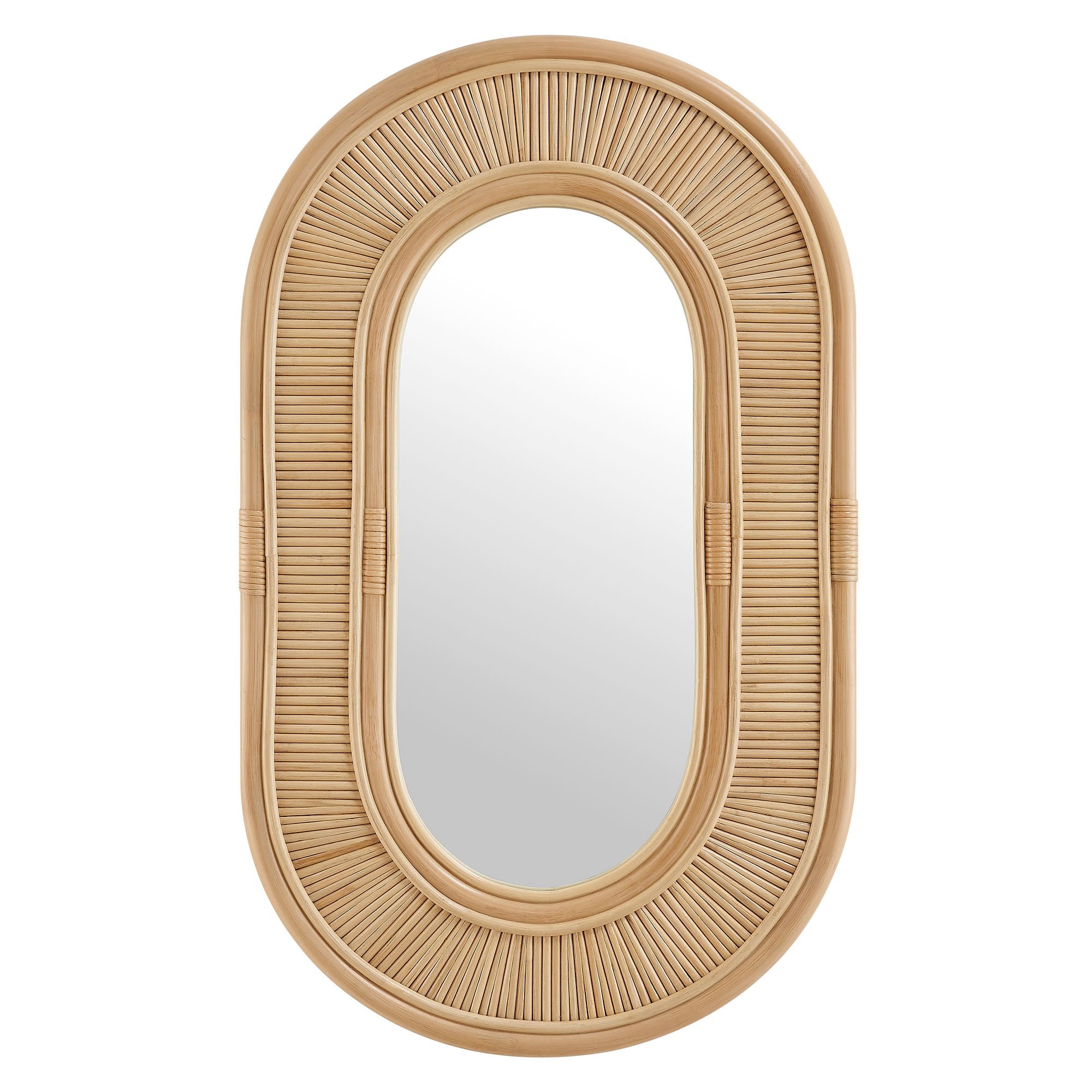 Sovana Oval Rattan Wall Mirror, Natural