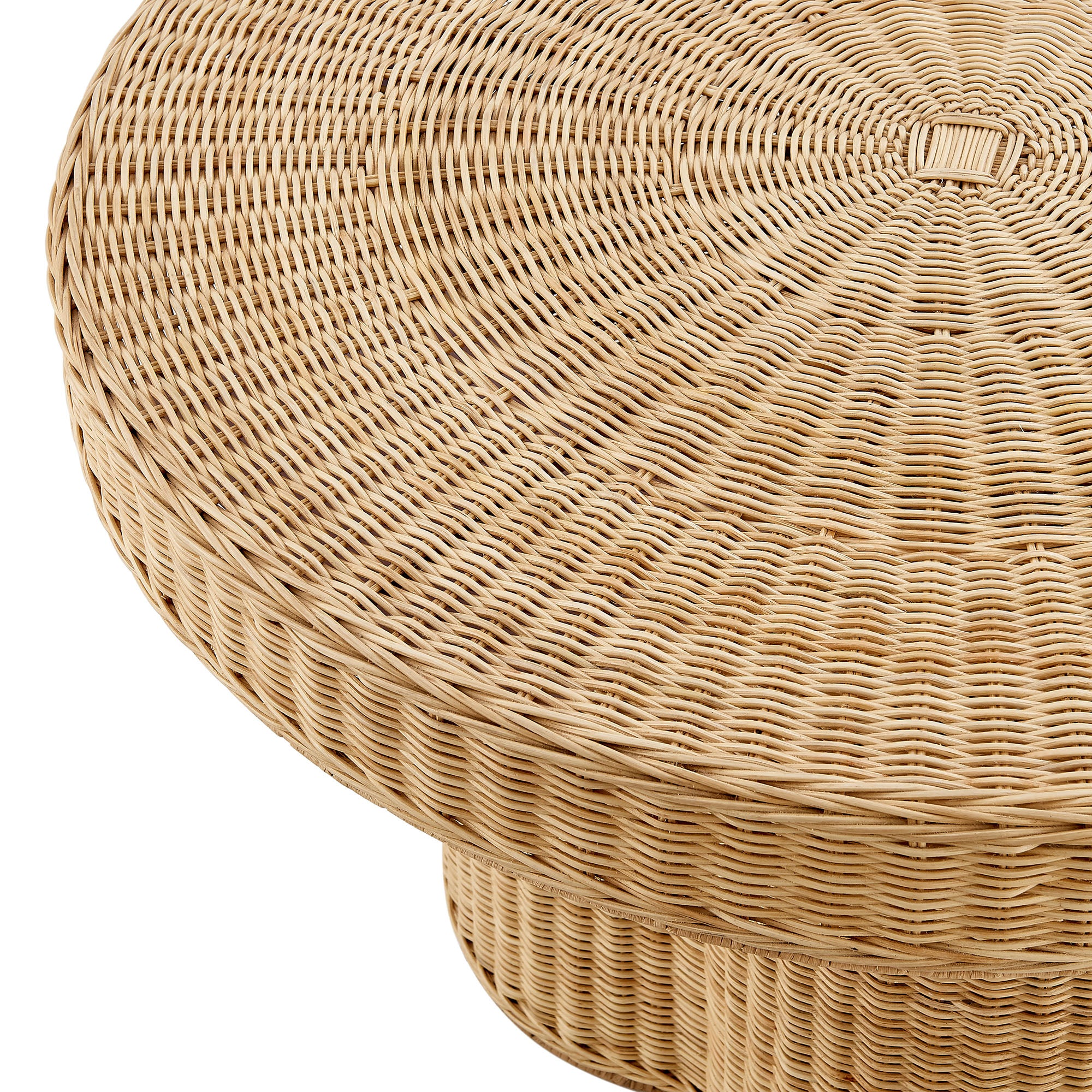 Ainsley 32 Inch Round Natural Rattan Coffee Table, Natural